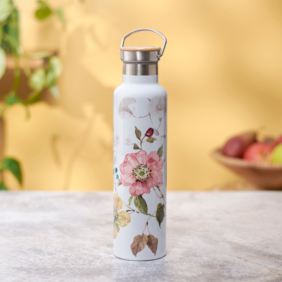 25oz Florals Insulated Stainless Steel Water Bottle, Watercolor Butterfly & Flowers Design