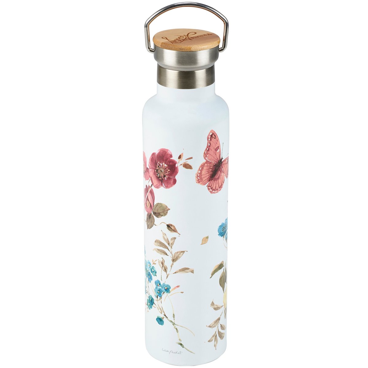 25oz Florals Insulated Stainless Steel Water Bottle, Watercolor Butterfly & Flowers Design