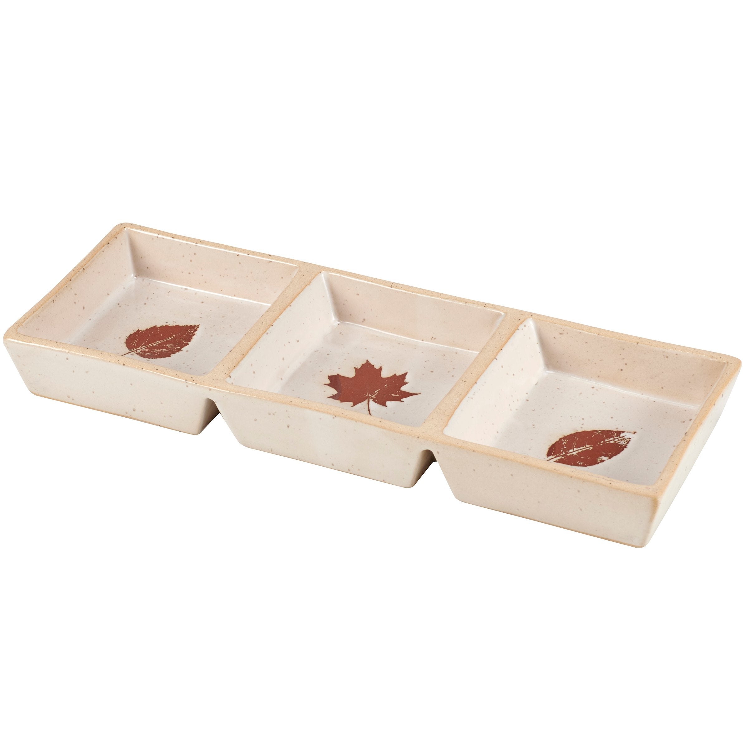 Durable Fall Leaves Stoneware Tidbit Tray, Microwave & Dishwasher Safe
