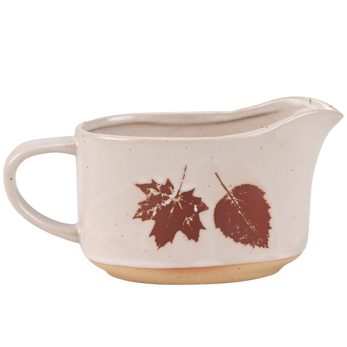 Durable Stoneware Fall Leaves Gravy Boat - Rustic Autumn Tableware