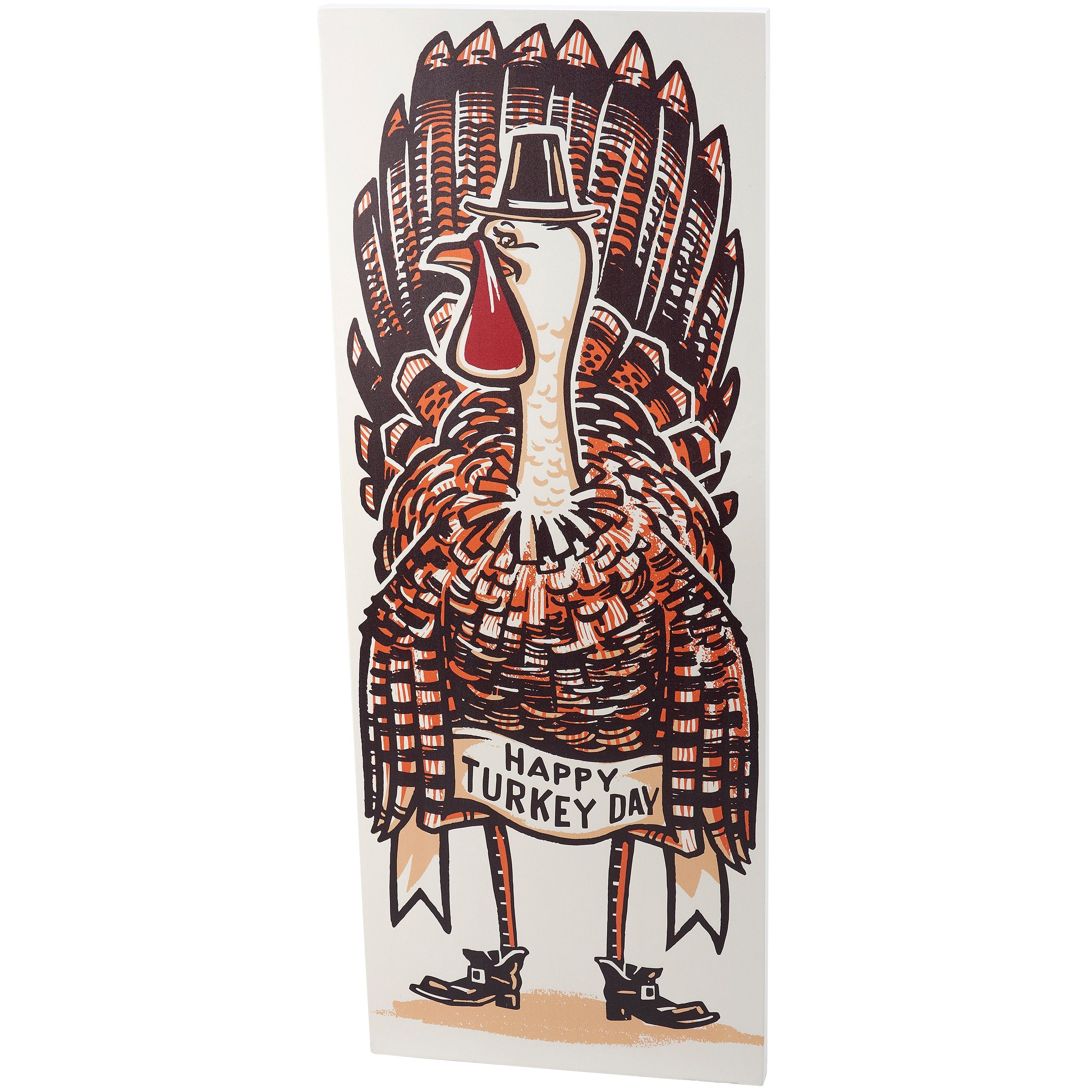 Double-Sided Wooden Porch Leaner: Happy Turkey Day & Elf Surveillance Holiday Decor