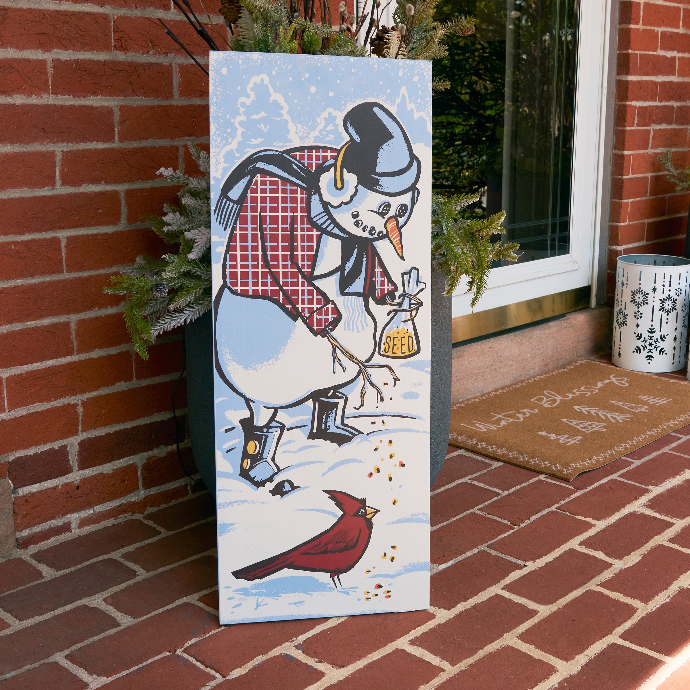 Versatile Double-Sided Winter & Spring Wooden Porch Leaner Seasonal Decor