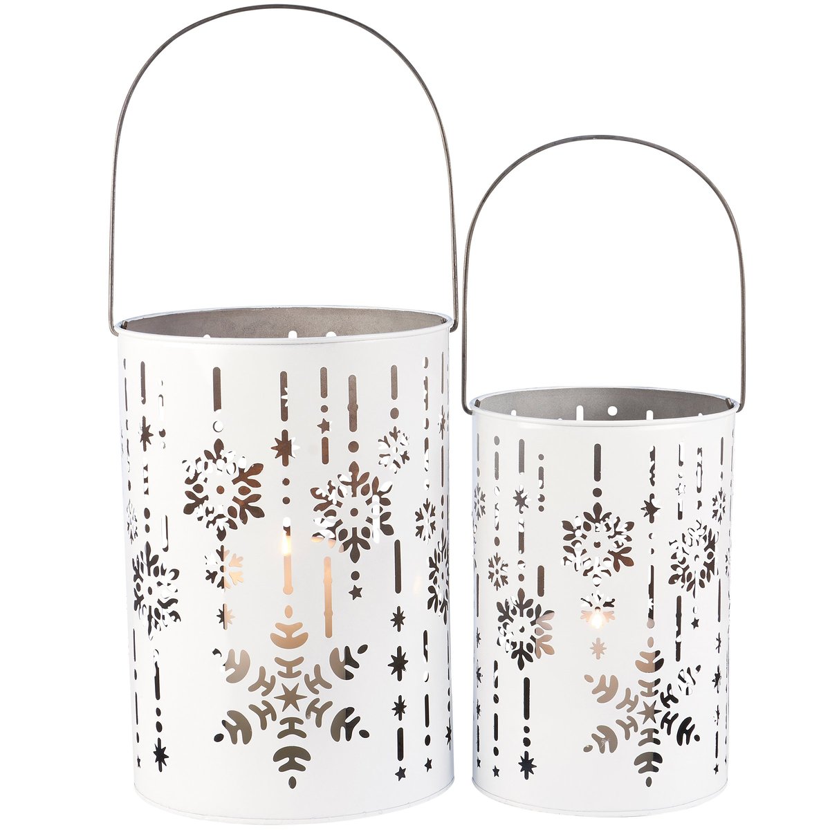 Charming Nordic Metal Snowflake Lantern Set - Elegant Winter Holiday Decor