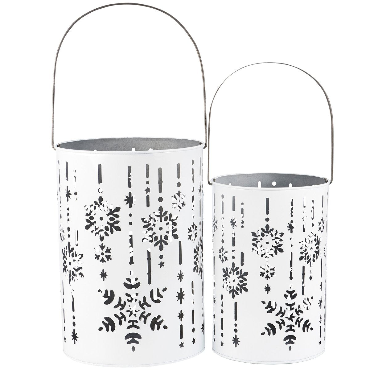 Charming Nordic Metal Snowflake Lantern Set - Elegant Winter Holiday Decor