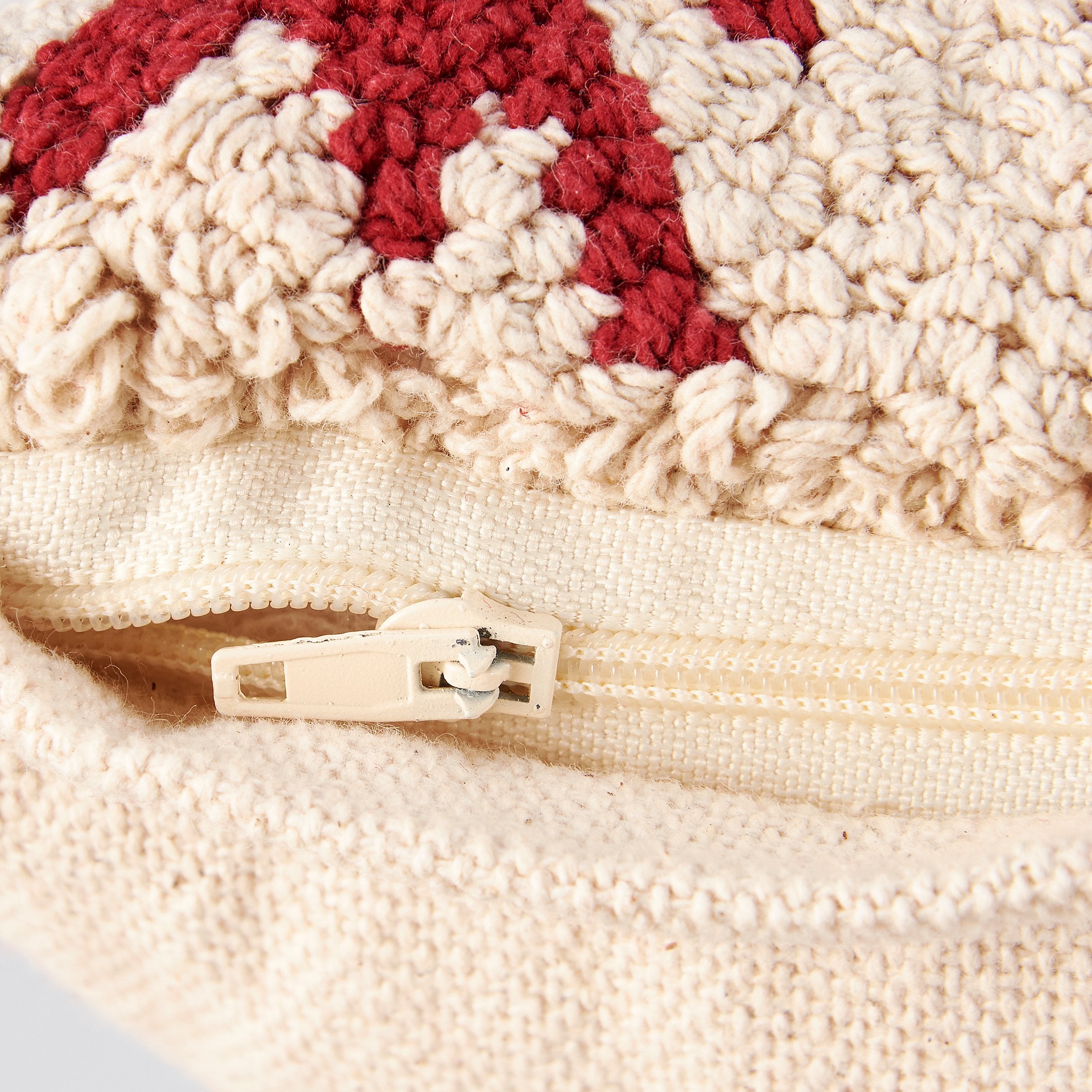 Festive Red & Cream Snowflake Christmas Pillow - Soft Cotton Embroidered Home Decor