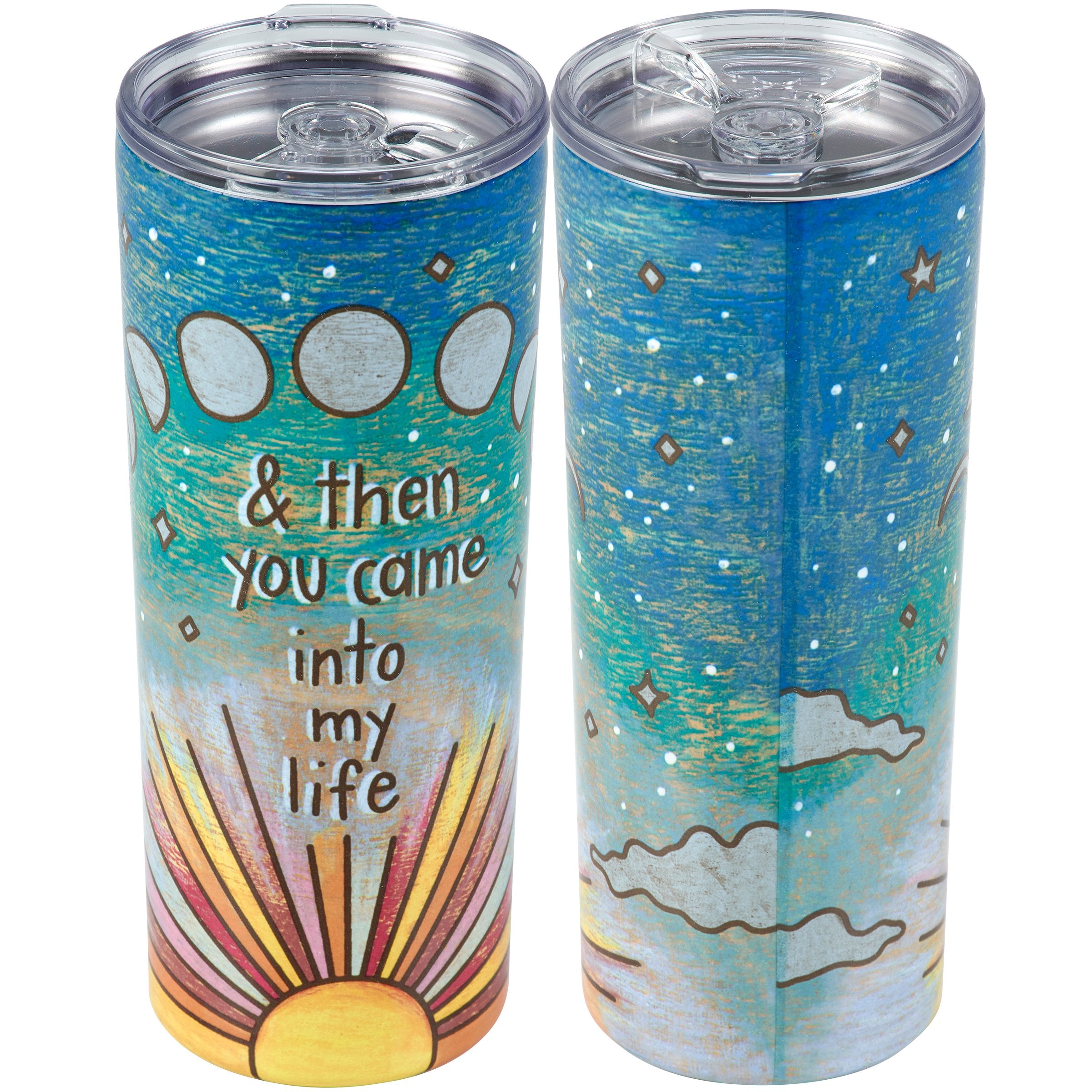 Insulated Stainless Steel Coffee Tumbler with 'And Then You Came' Sentiment