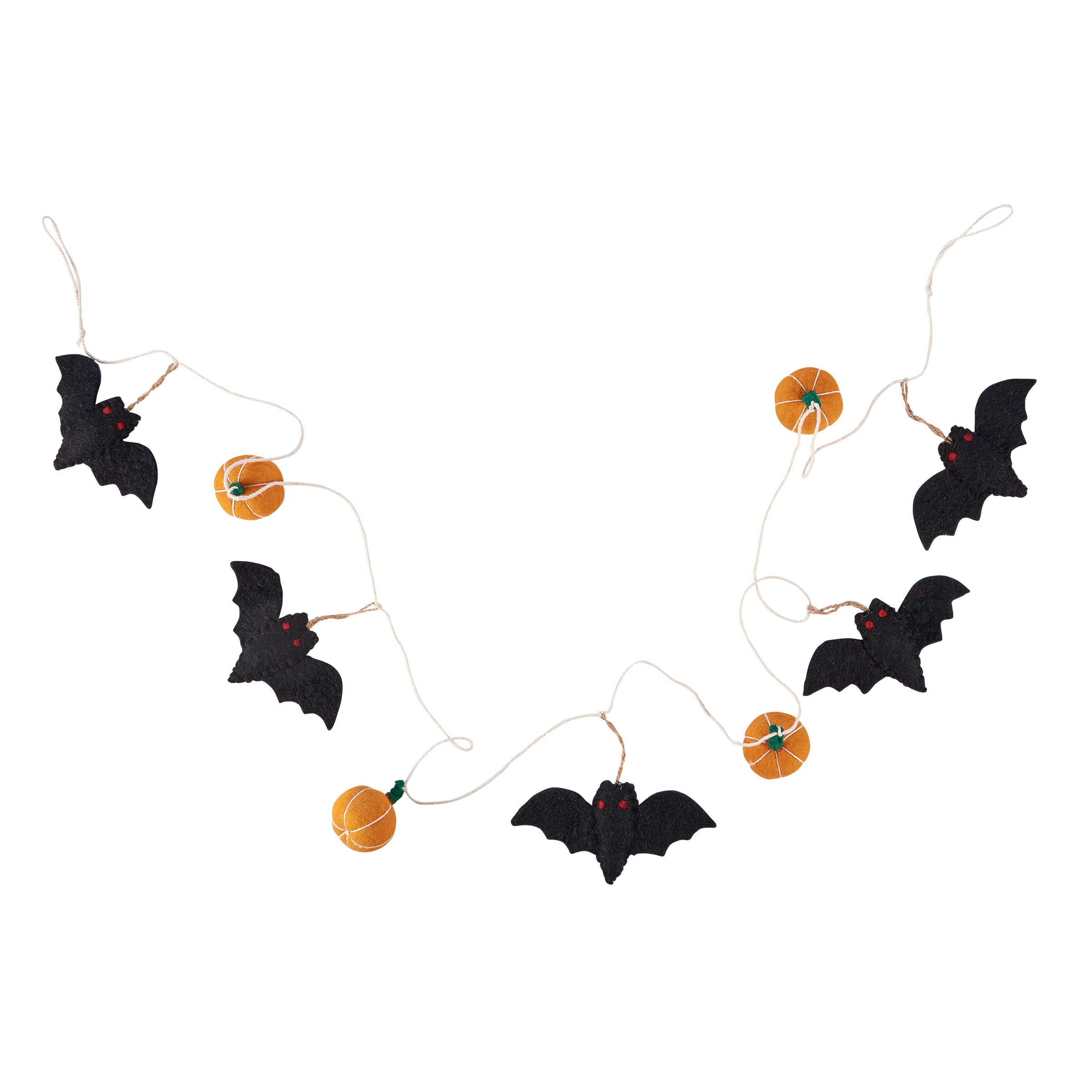 Spooky Felt Bats and Pumpkins Halloween Garland - 72-inch Seasonal Home Decor