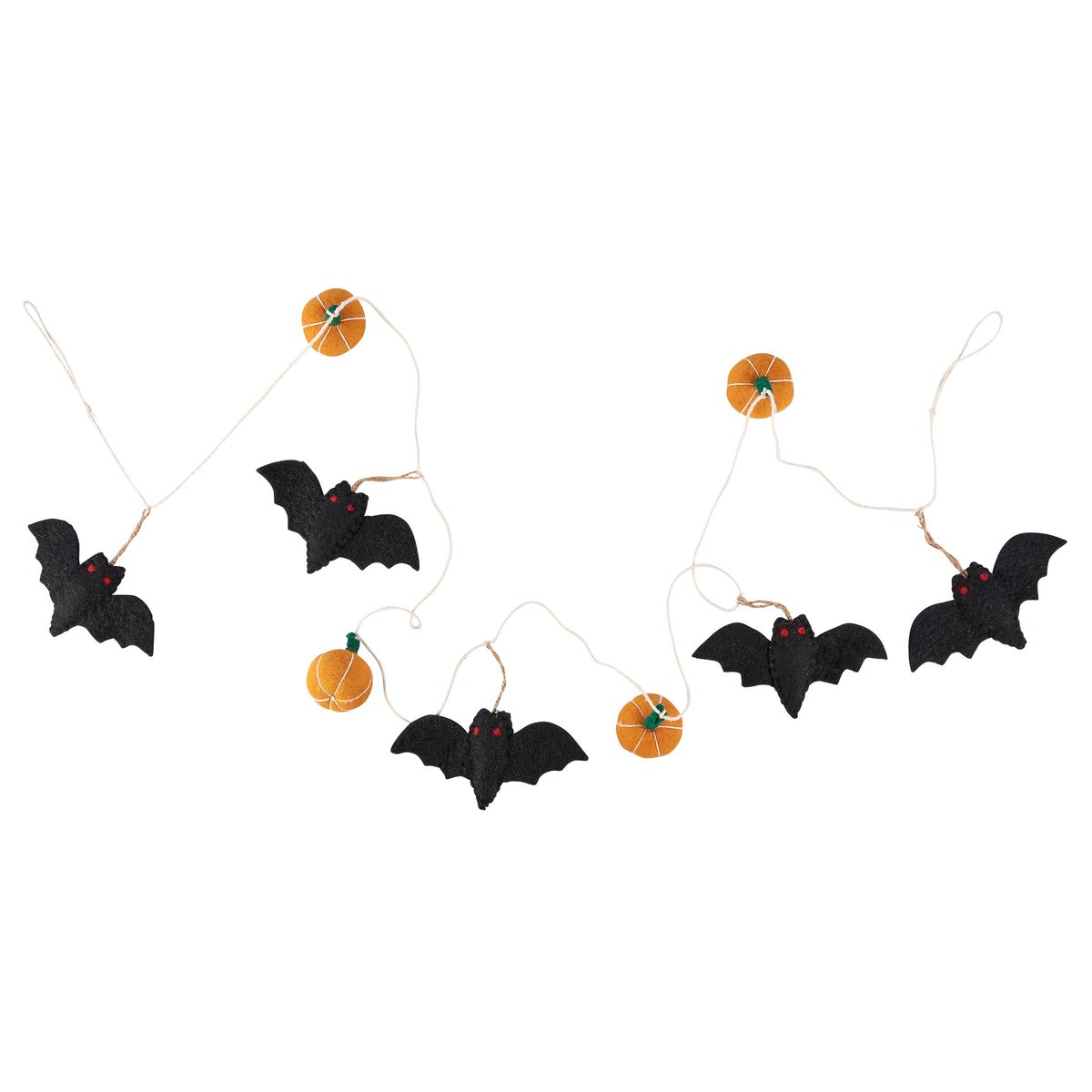 Spooky Felt Bats and Pumpkins Halloween Garland - 72-inch Seasonal Home Decor