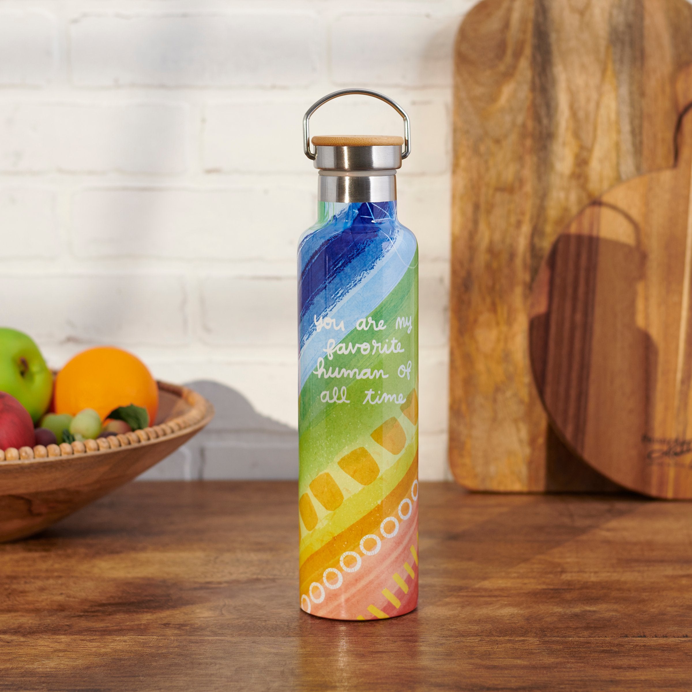 My Favorite Human Insulated Stainless Steel Water Bottle with Bamboo Lid (25oz)