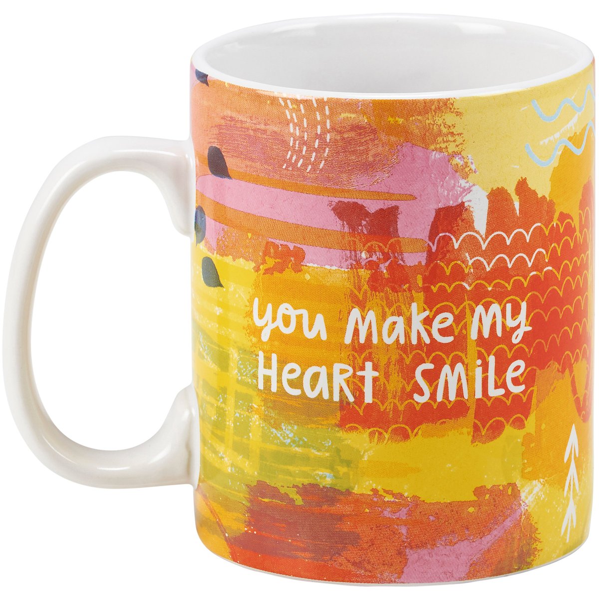 Stoneware 20oz Double-Sided Abstract Art 'You Make My Heart Smile' Coffee Mug