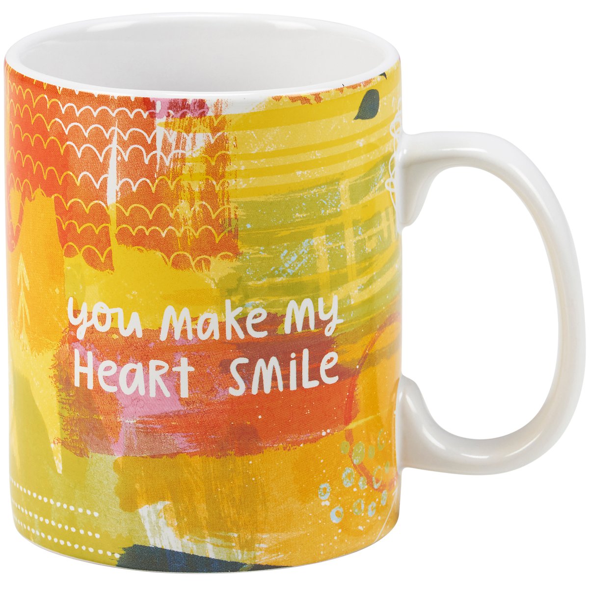 Stoneware 20oz Double-Sided Abstract Art 'You Make My Heart Smile' Coffee Mug