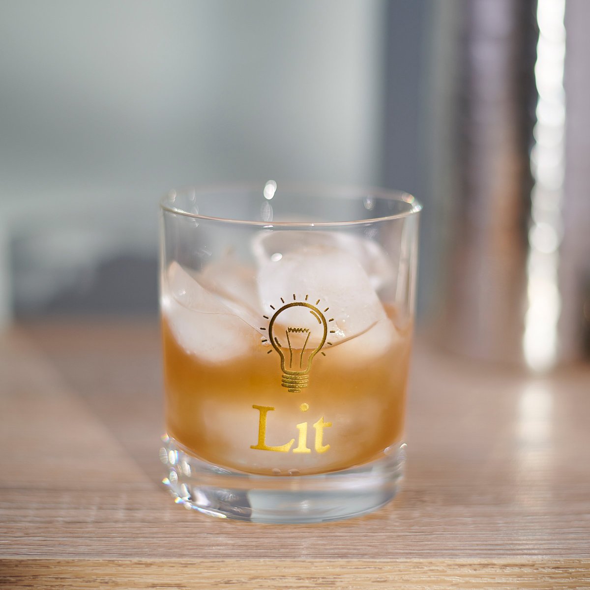 Primitives by Kathy 'Lit' Rocks Glass - Humorous Lightbulb Whiskey Cocktail Tumbler