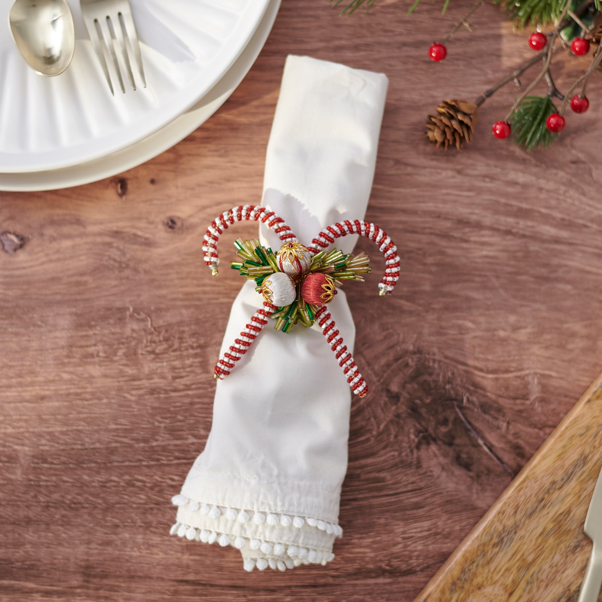 Festive Candy Cane Napkin Rings for Elegant Christmas Table Decorations