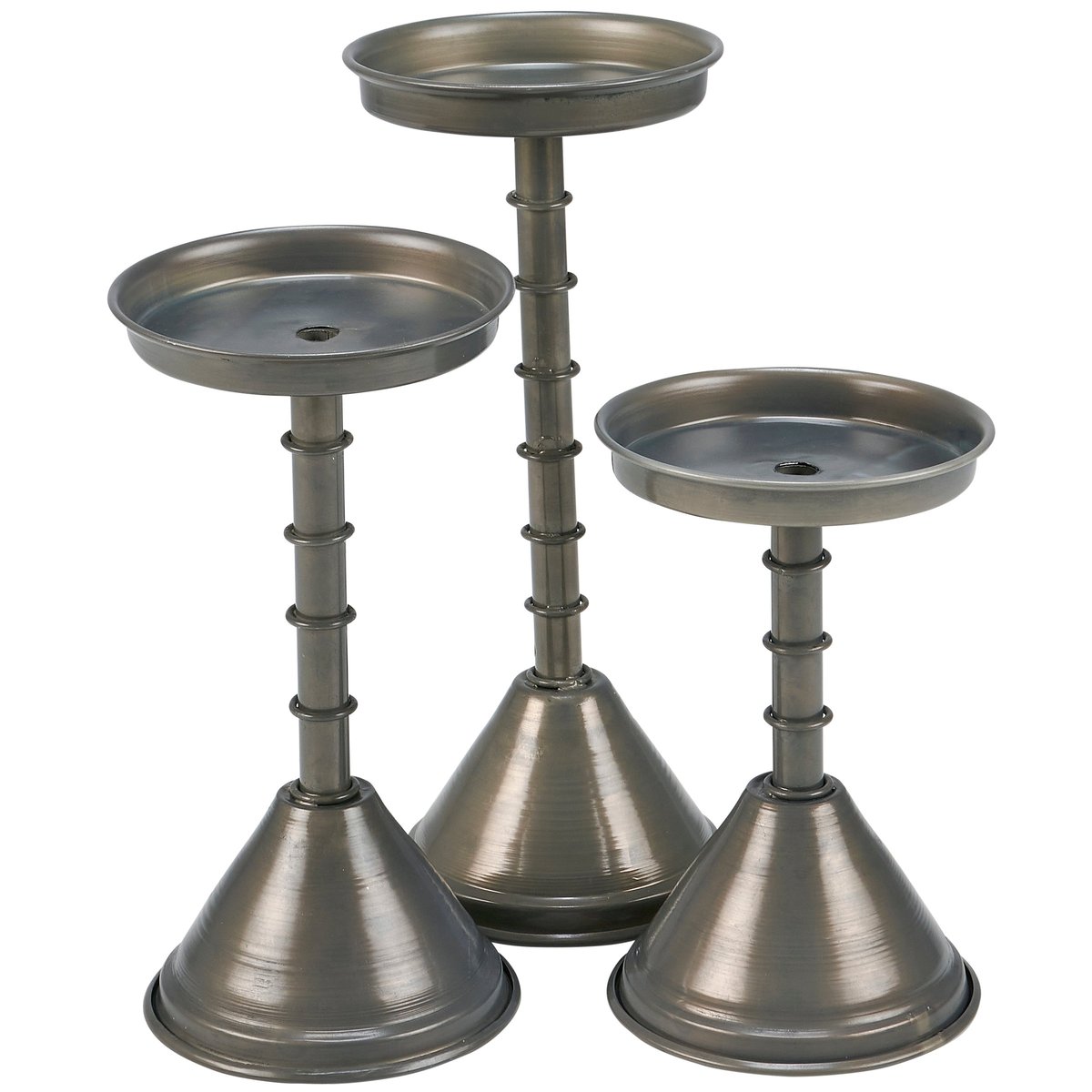Rustic Farmhouse Metal Funnel Candle Holder Set, Three Tiered Home Accent
