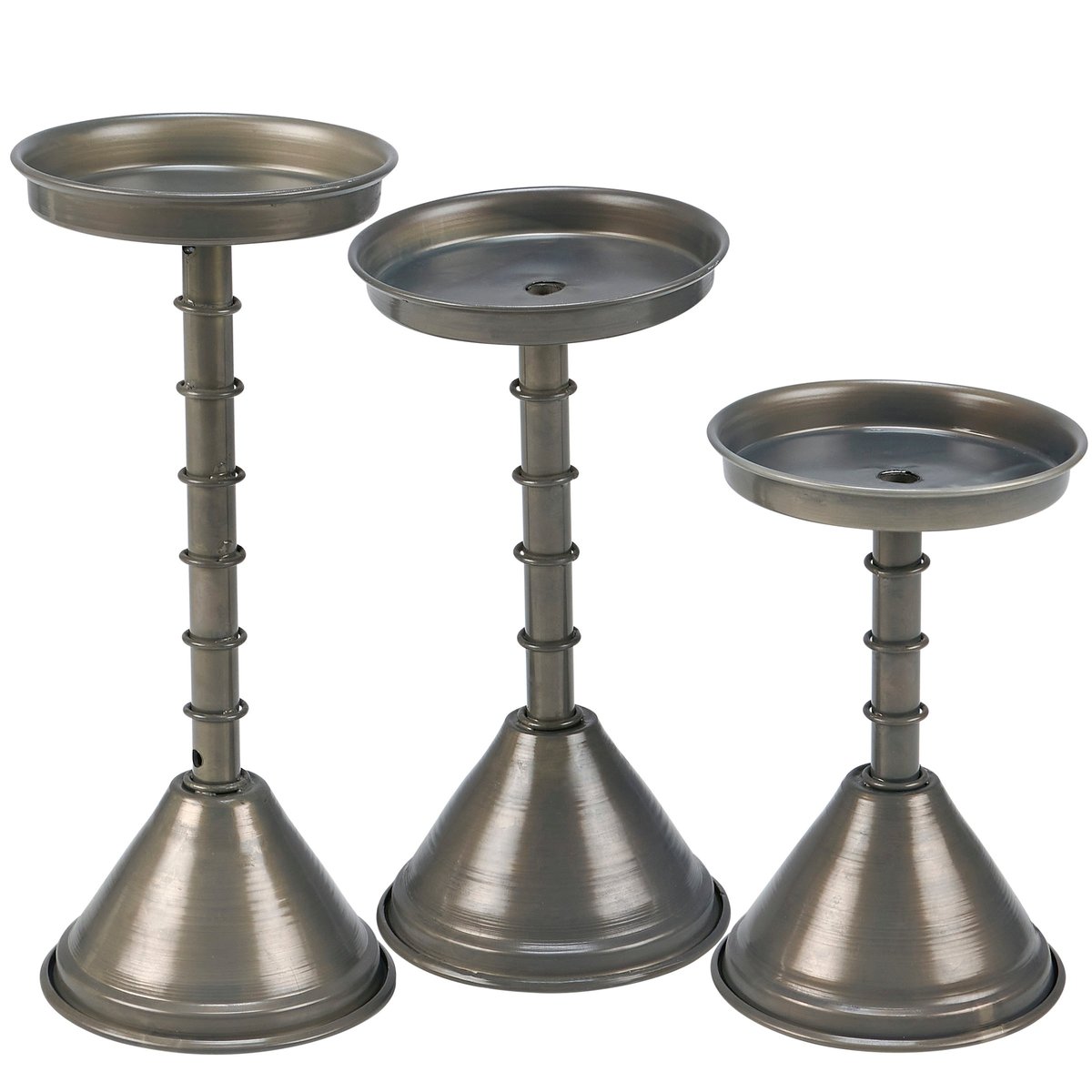 Rustic Farmhouse Metal Funnel Candle Holder Set, Three Tiered Home Accent