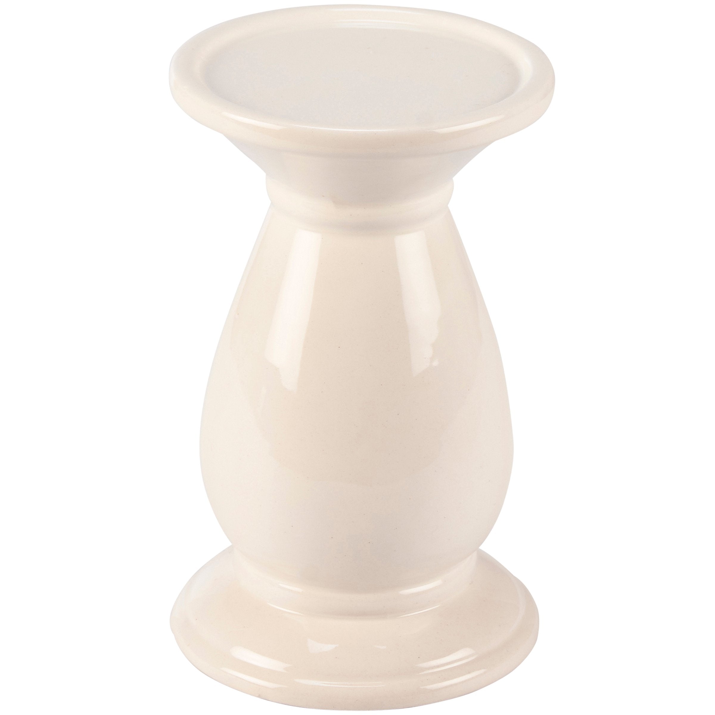 Elegant Glossy Ceramic Pillar Candle Holder Set, Three Distinct Sizes