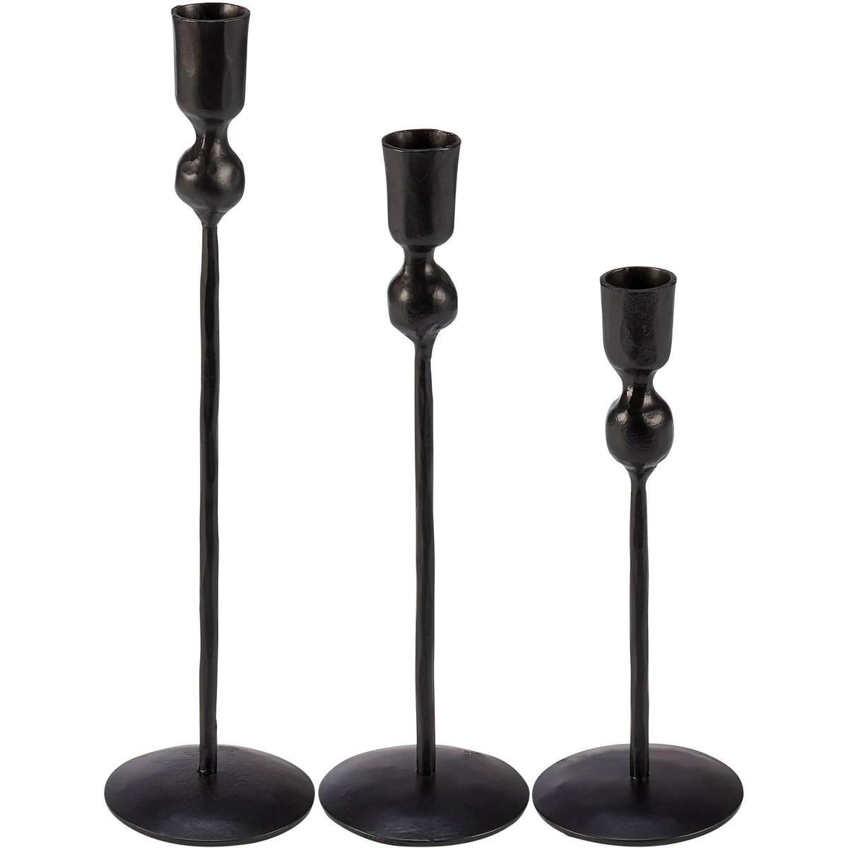 Elegant Black Metal Taper Candle Holder Set - 3 Varying Heights for Decor