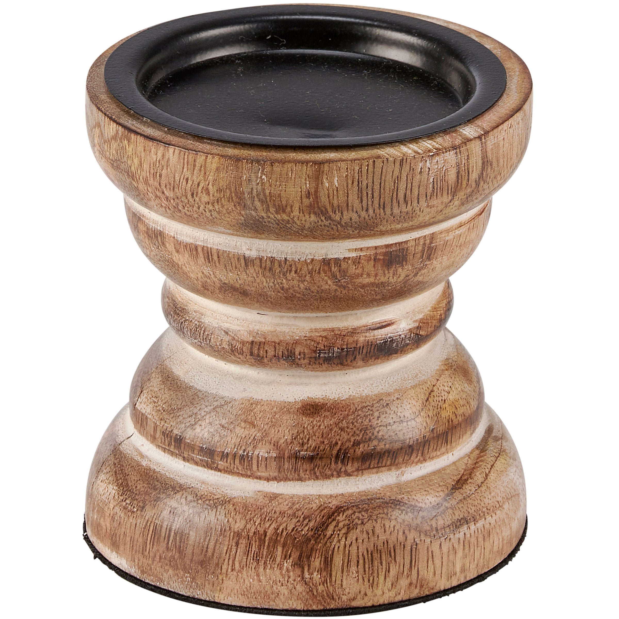 Farmhouse Rustic Wooden Pillar Candle Holder Set - Distressed Natural Wood Decor