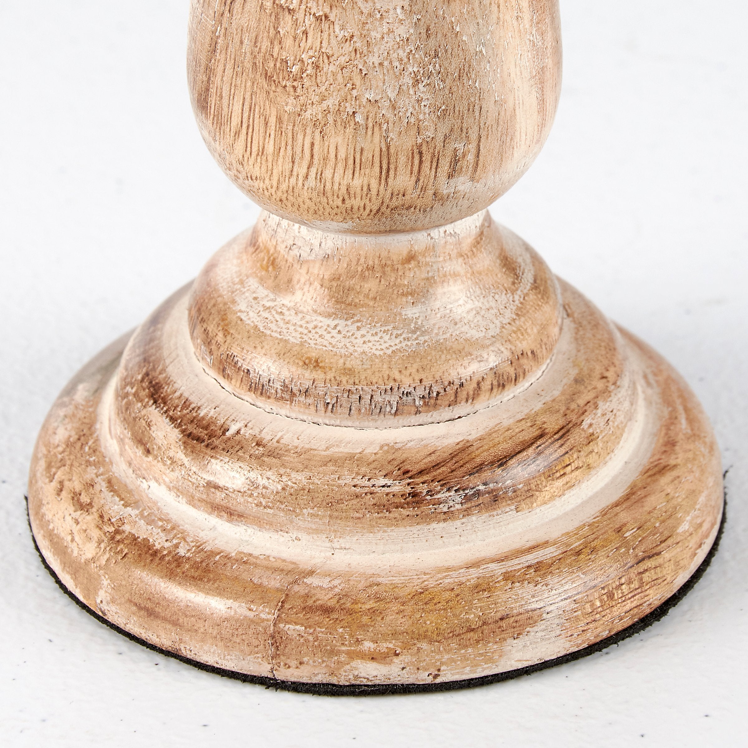 Farmhouse Rustic Wooden Pillar Candle Holder Set - Distressed Natural Wood Decor