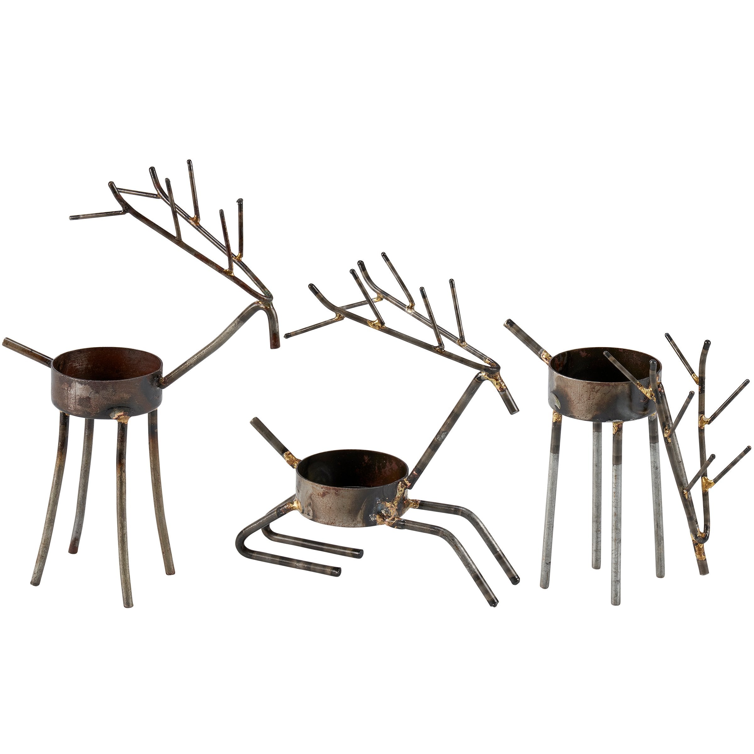 Rustic Metal Deer Tealight Candle Holder Set - Elegant Forest Animal Decor