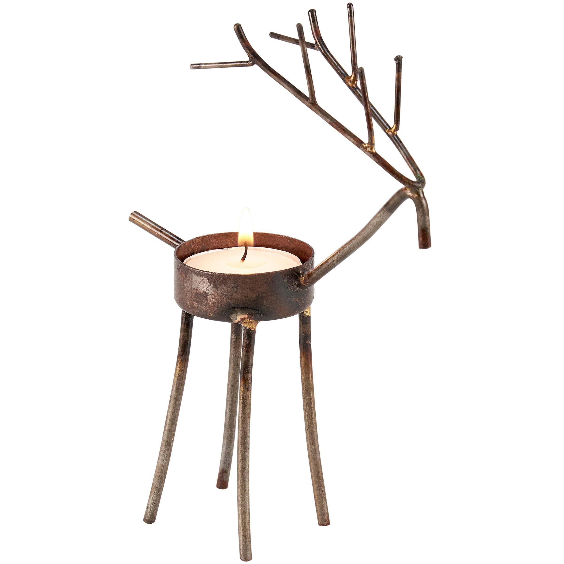 Rustic Metal Deer Tealight Candle Holder Set - Elegant Forest Animal Decor