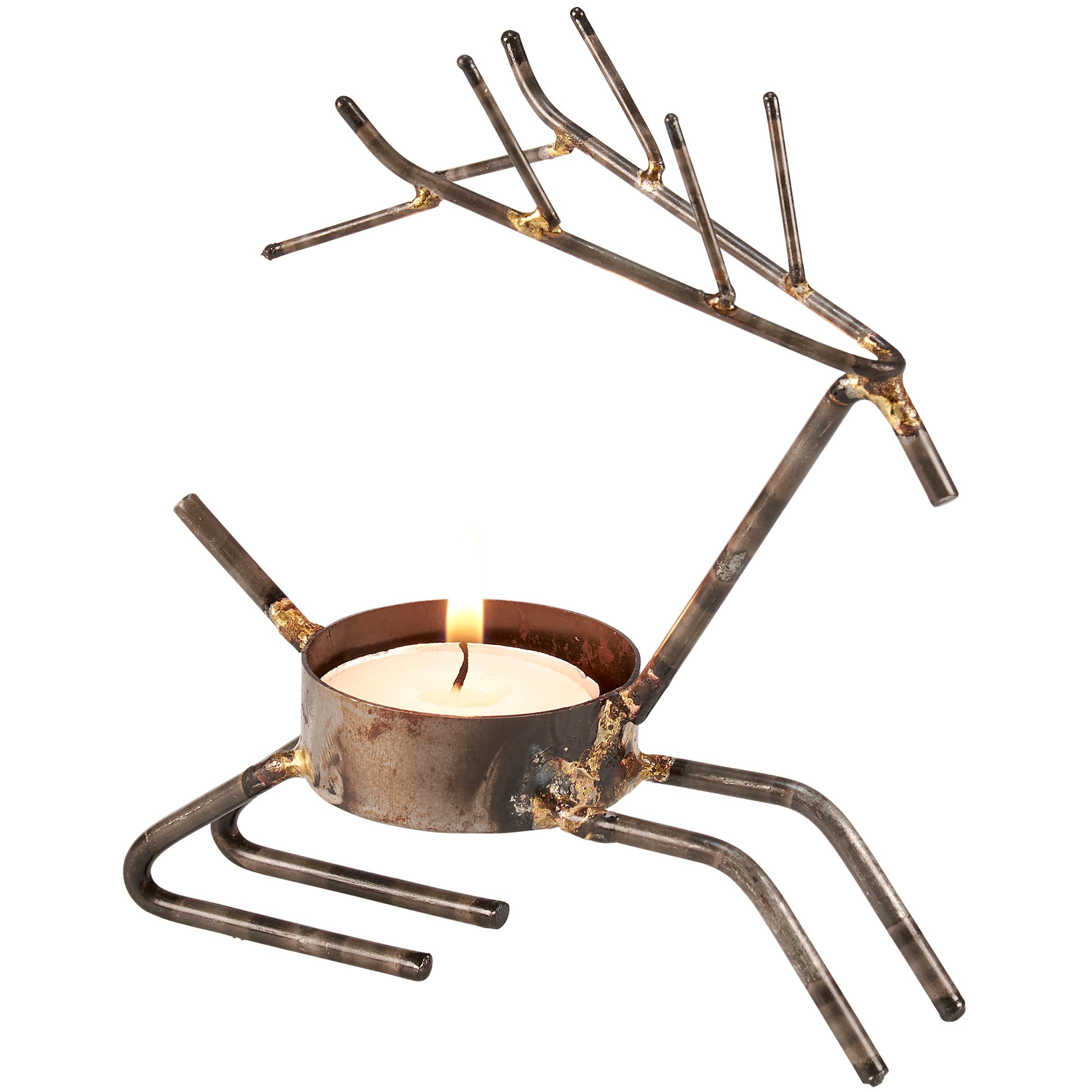 Rustic Metal Deer Tealight Candle Holder Set - Elegant Forest Animal Decor