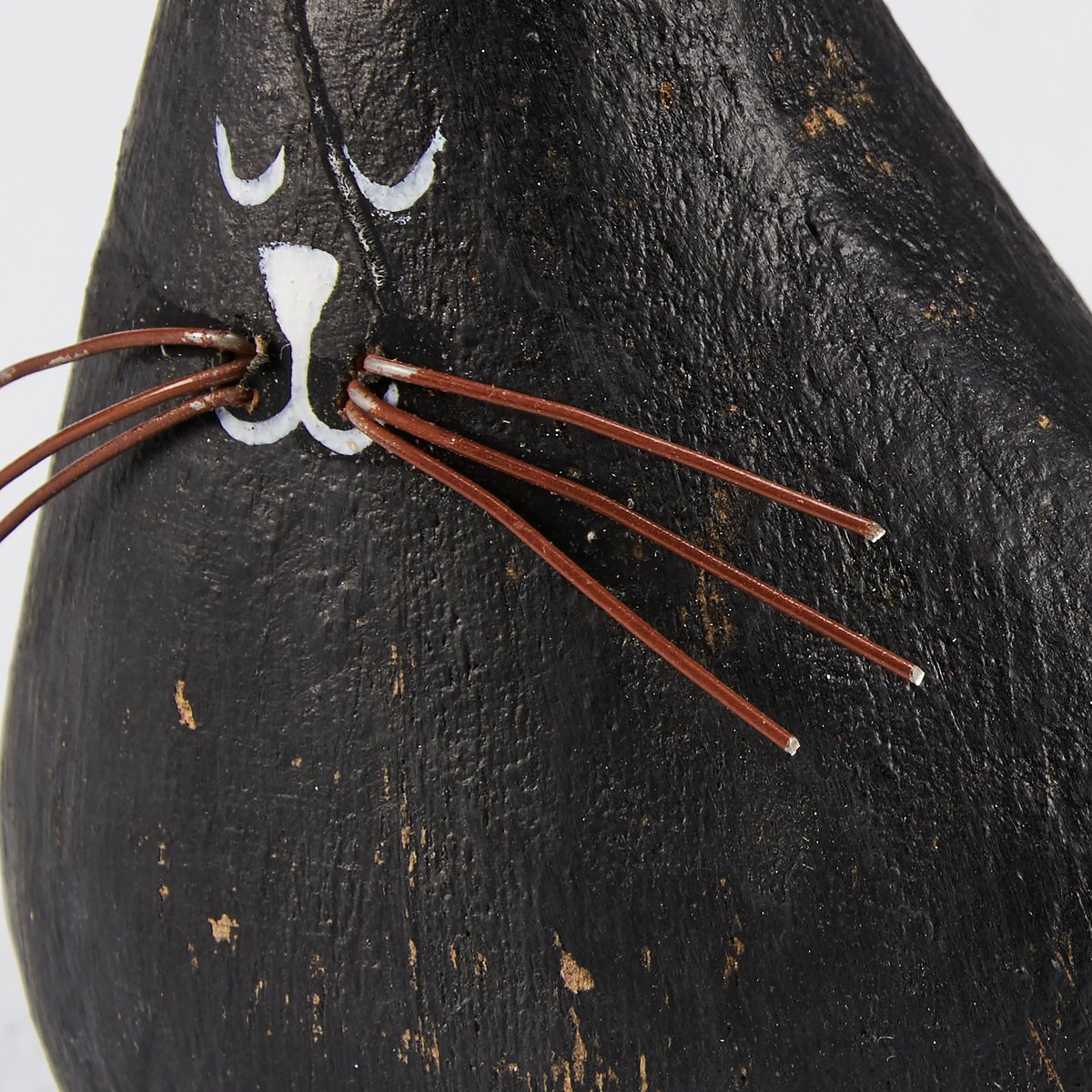 Charming Wooden Black & White Kitten Sitter Set with Wire Whiskers