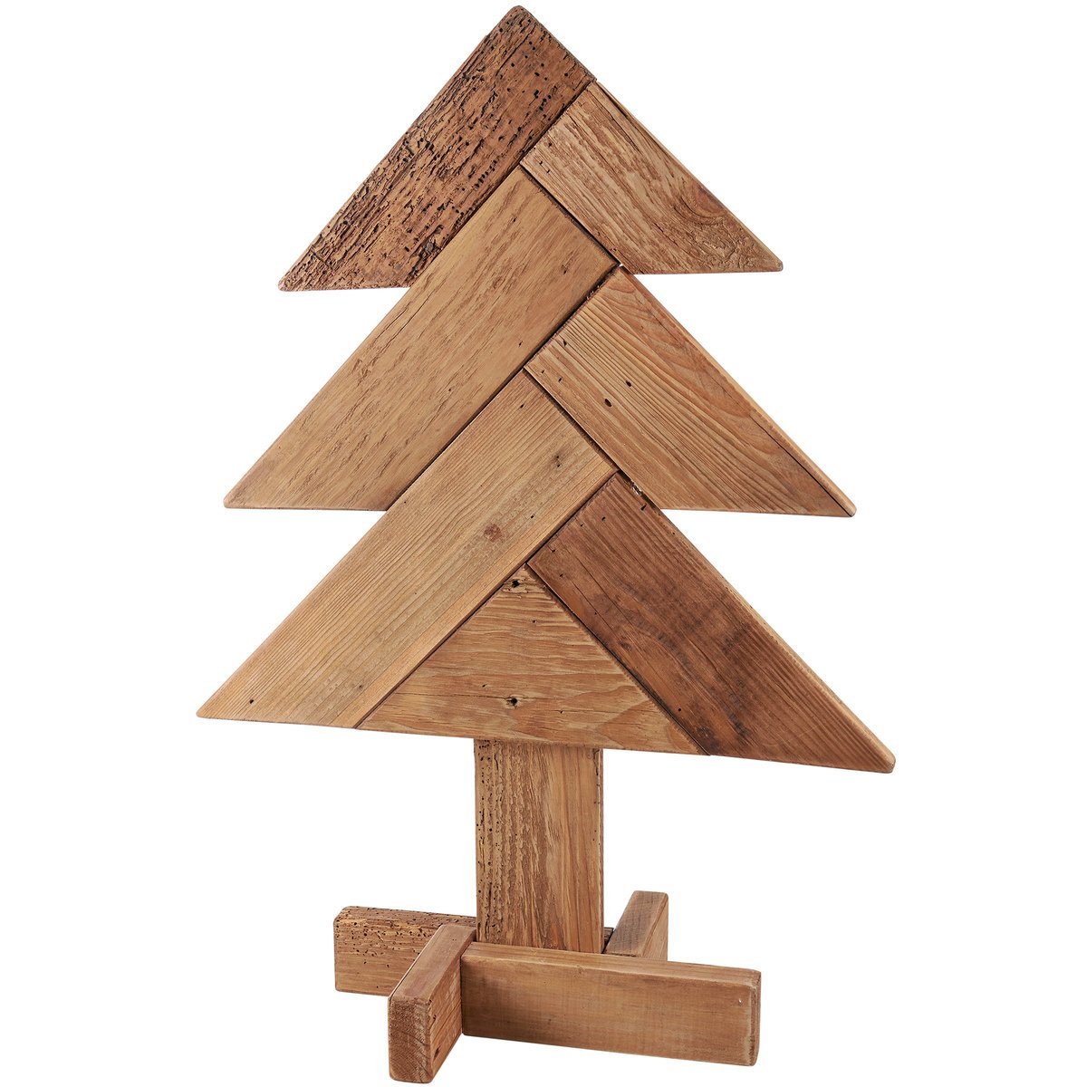 Rustic Wooden Christmas Tree Sitter Decoration - 27-Inch Tall Holiday Display