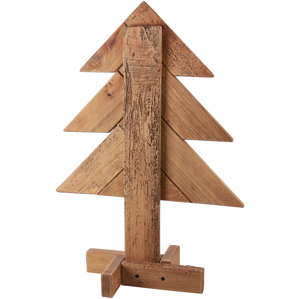 Rustic Wooden Christmas Tree Sitter Decoration - 27-Inch Tall Holiday Display