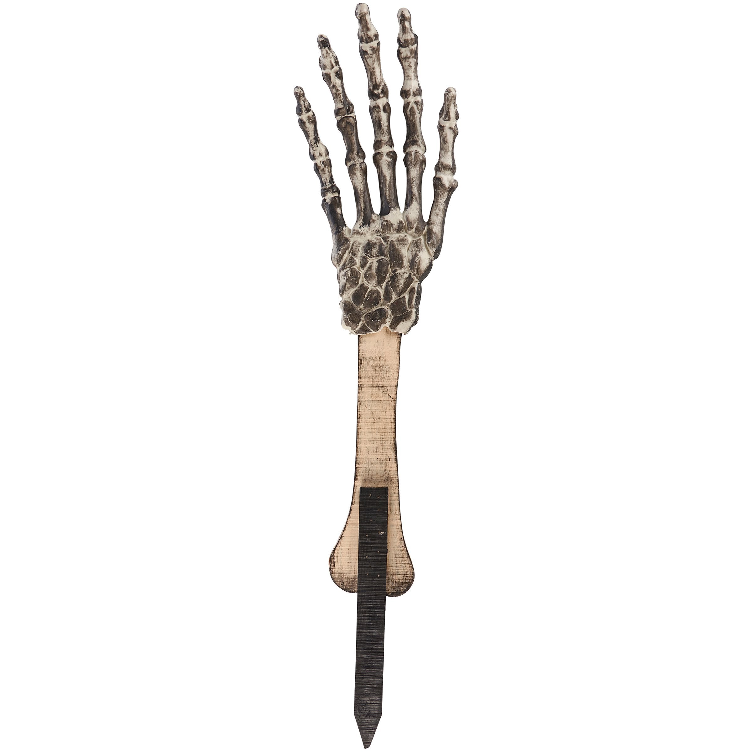 Spooky Skeleton Hand Halloween Yard Stake - Rustic Wood Decoration