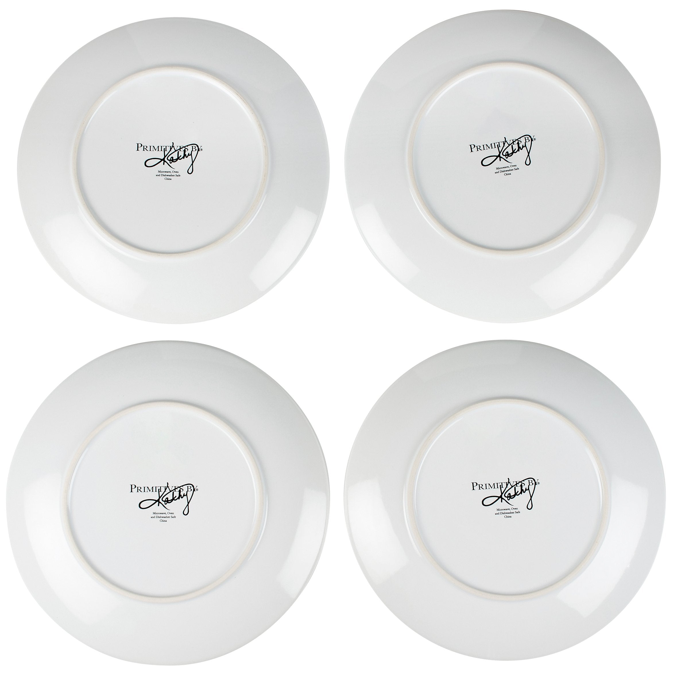 Charming Winter Birds Stoneware Plate Set with Watercolor Art, 8.5-inch Diameter, 4-Piece