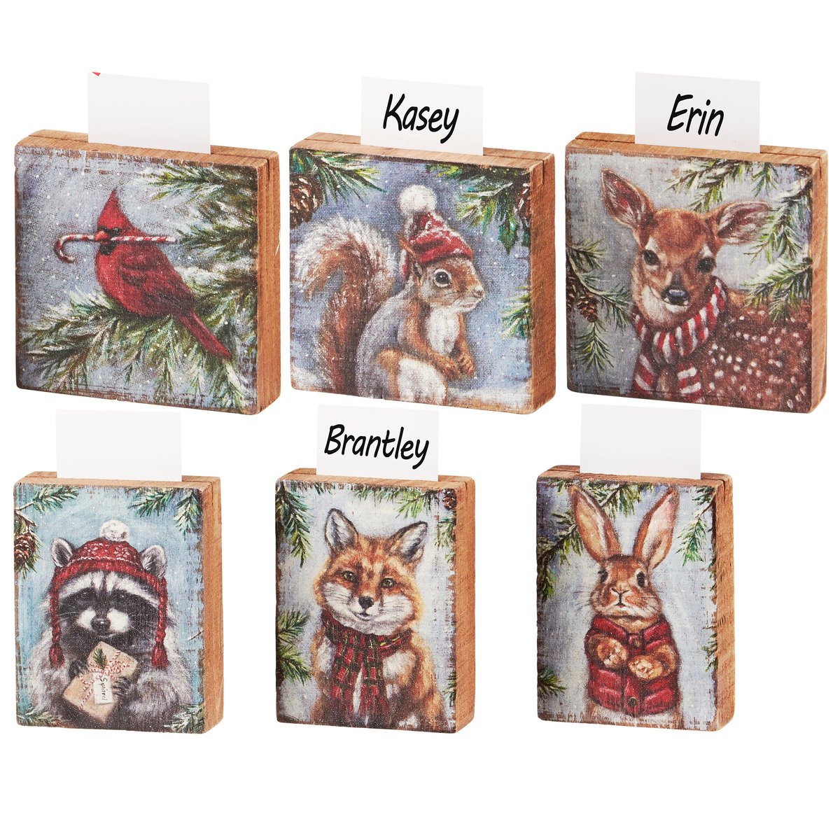 Charming Woodland Winter Animal Place Card Holder Set with 24 Custom Cards