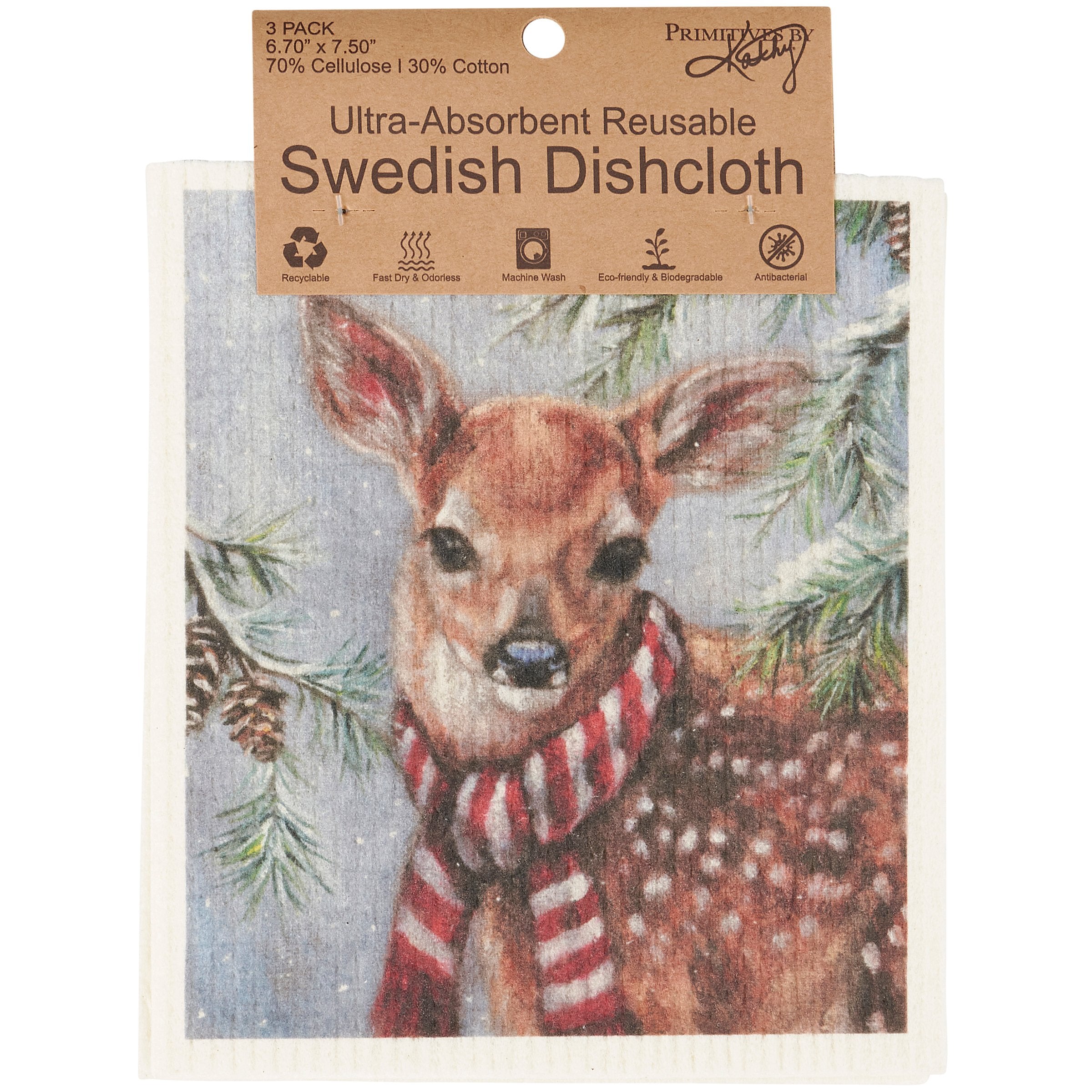 Charming Winter Animal Swedish Dishcloth Set - Eco-Friendly Reusable Kitchen Cleaning