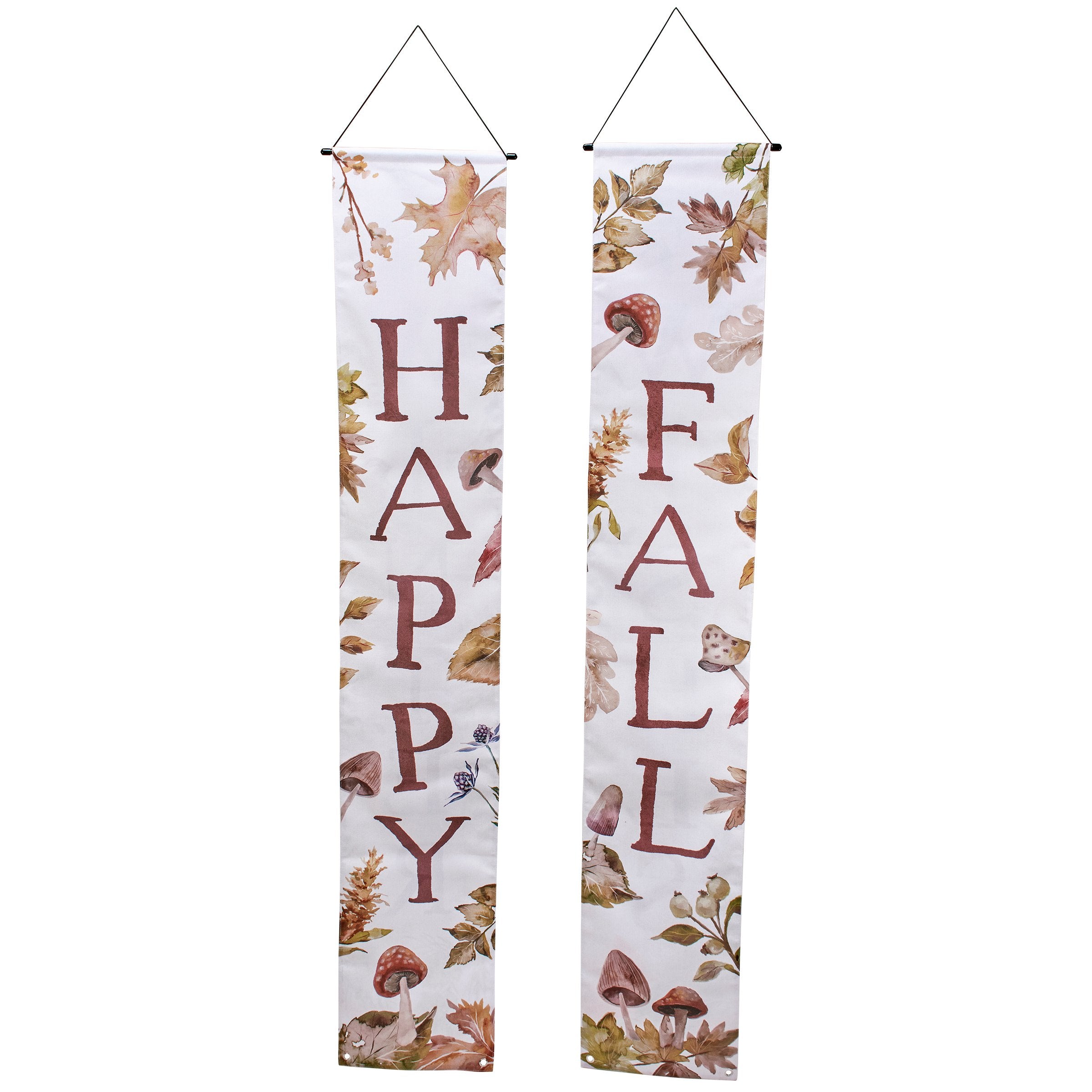 Charming Double-Sided Seasonal Porch Banner Set: Happy Fall & Winter Wishes Decor