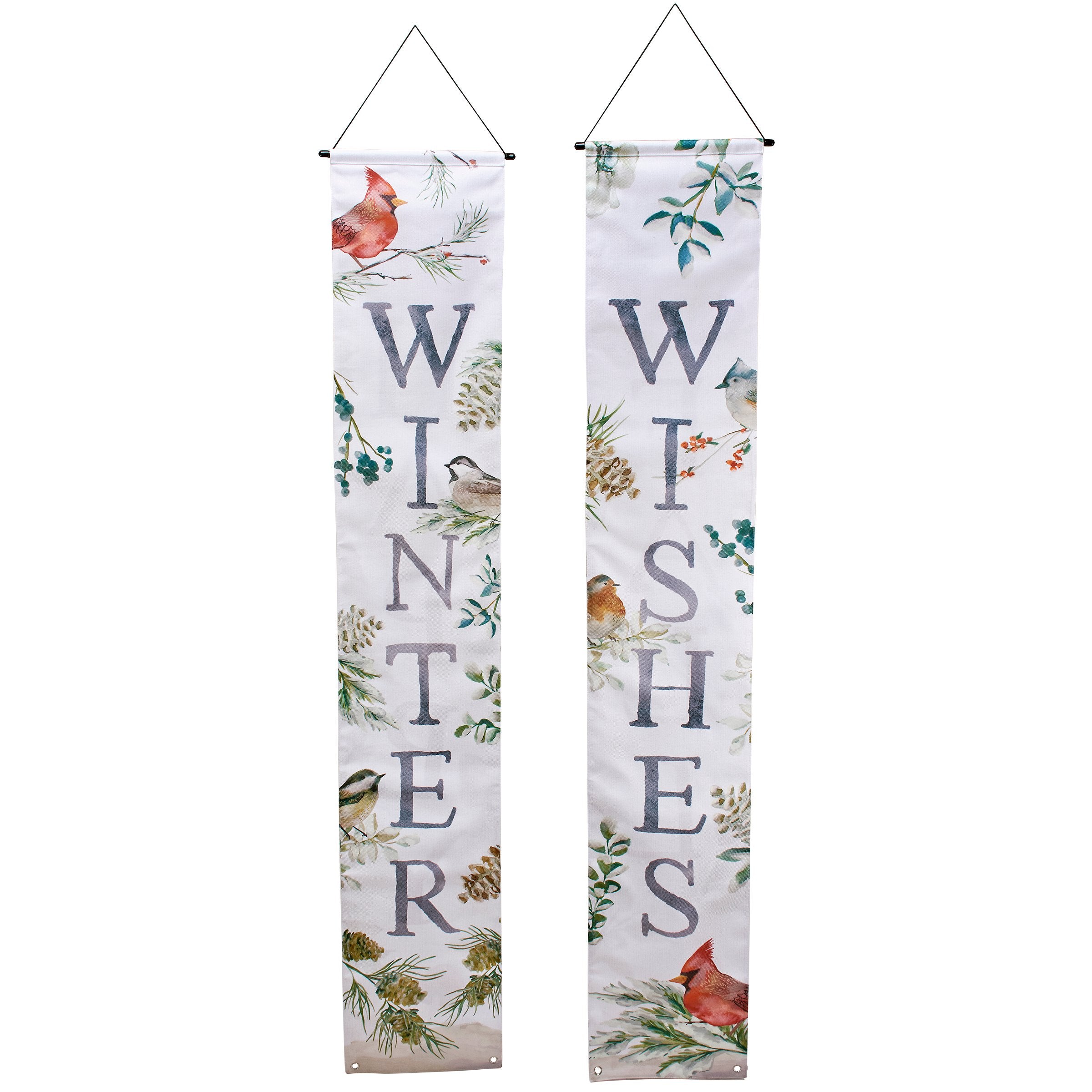 Charming Double-Sided Seasonal Porch Banner Set: Happy Fall & Winter Wishes Decor