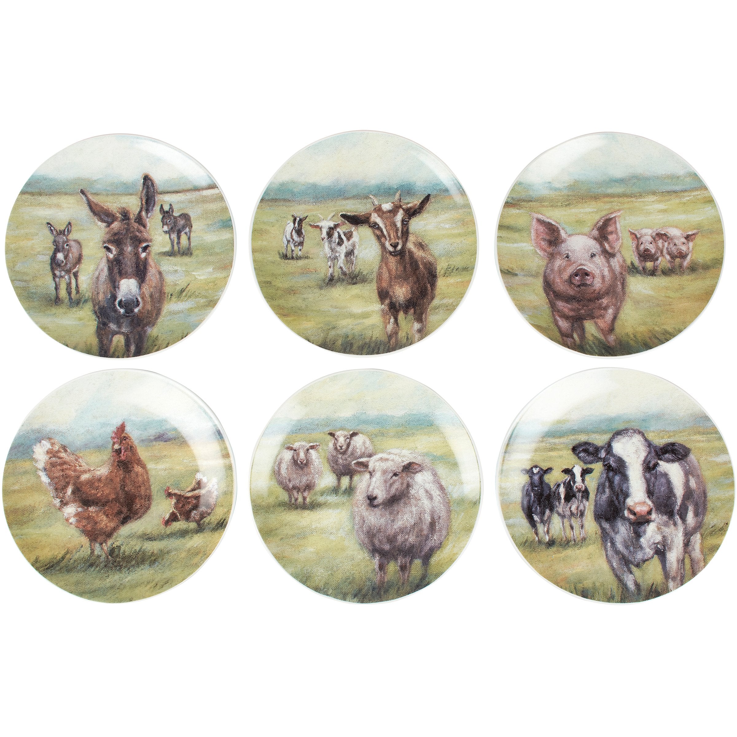Charming Farm Animal Stoneware Dinner Plate Set - Microwave & Dishwasher Safe