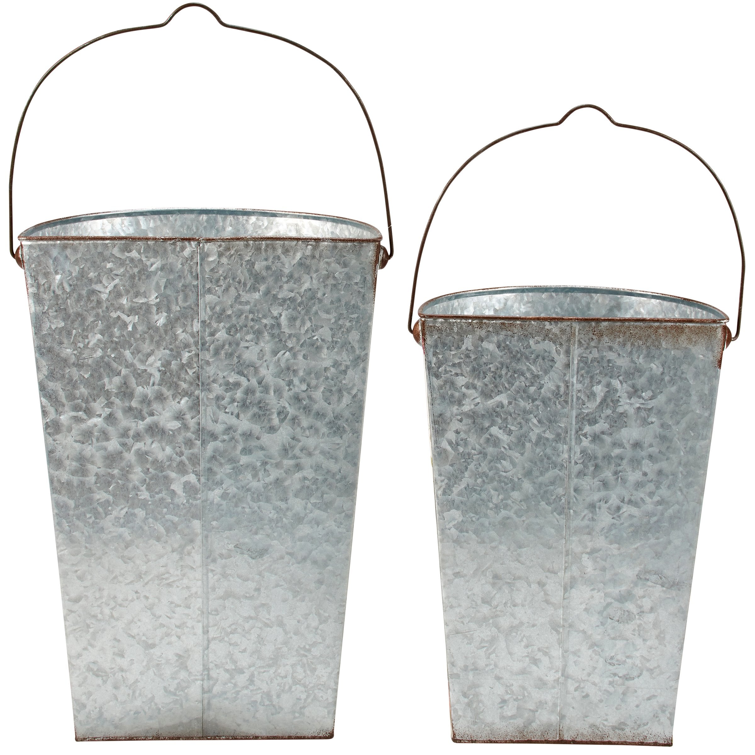Charming Chickadee Watercolor Metal Wall Buckets Set - Spring Floral Home Accent