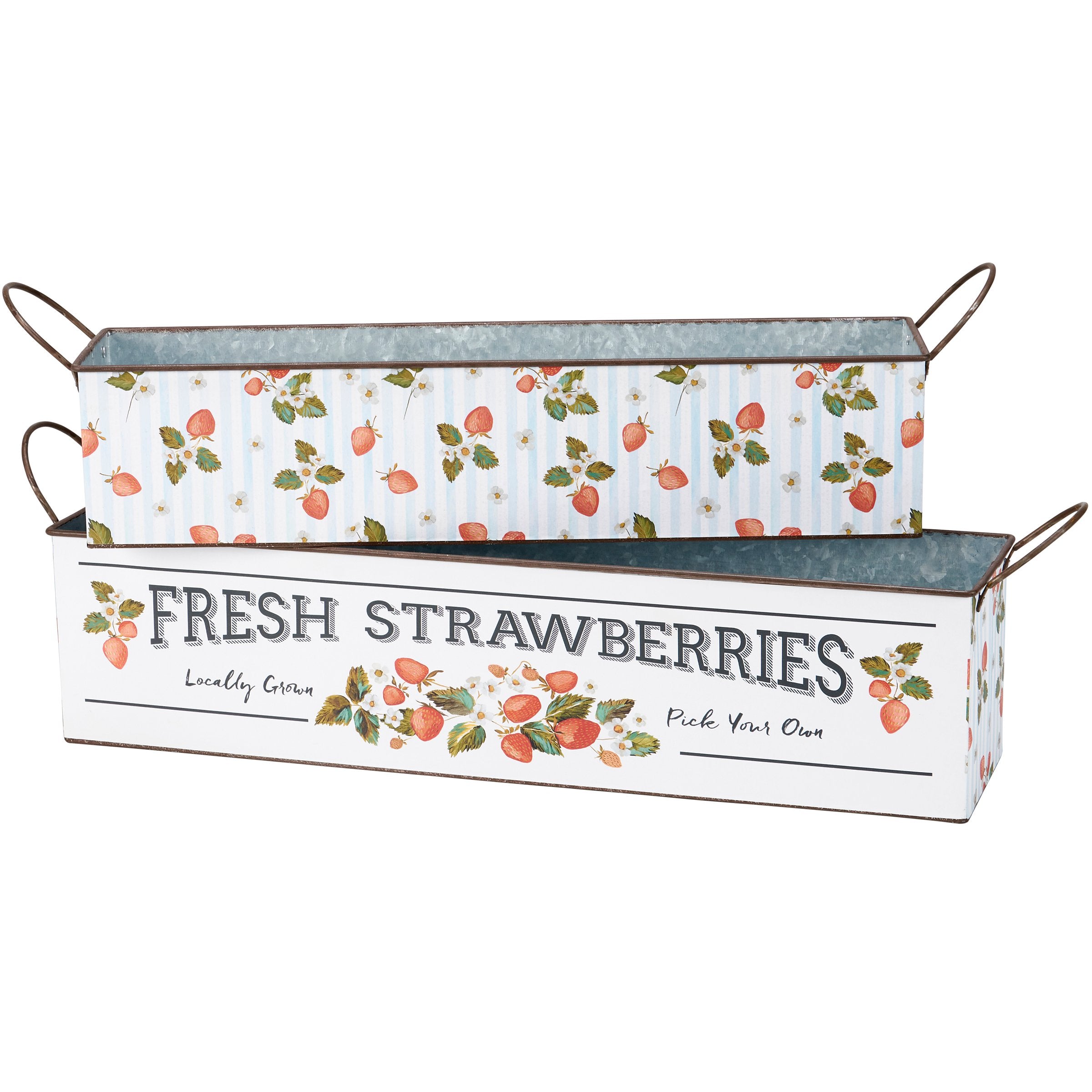 Charming Galvanized Metal Strawberry Bin Set for Rustic Kitchen & Garden Decor