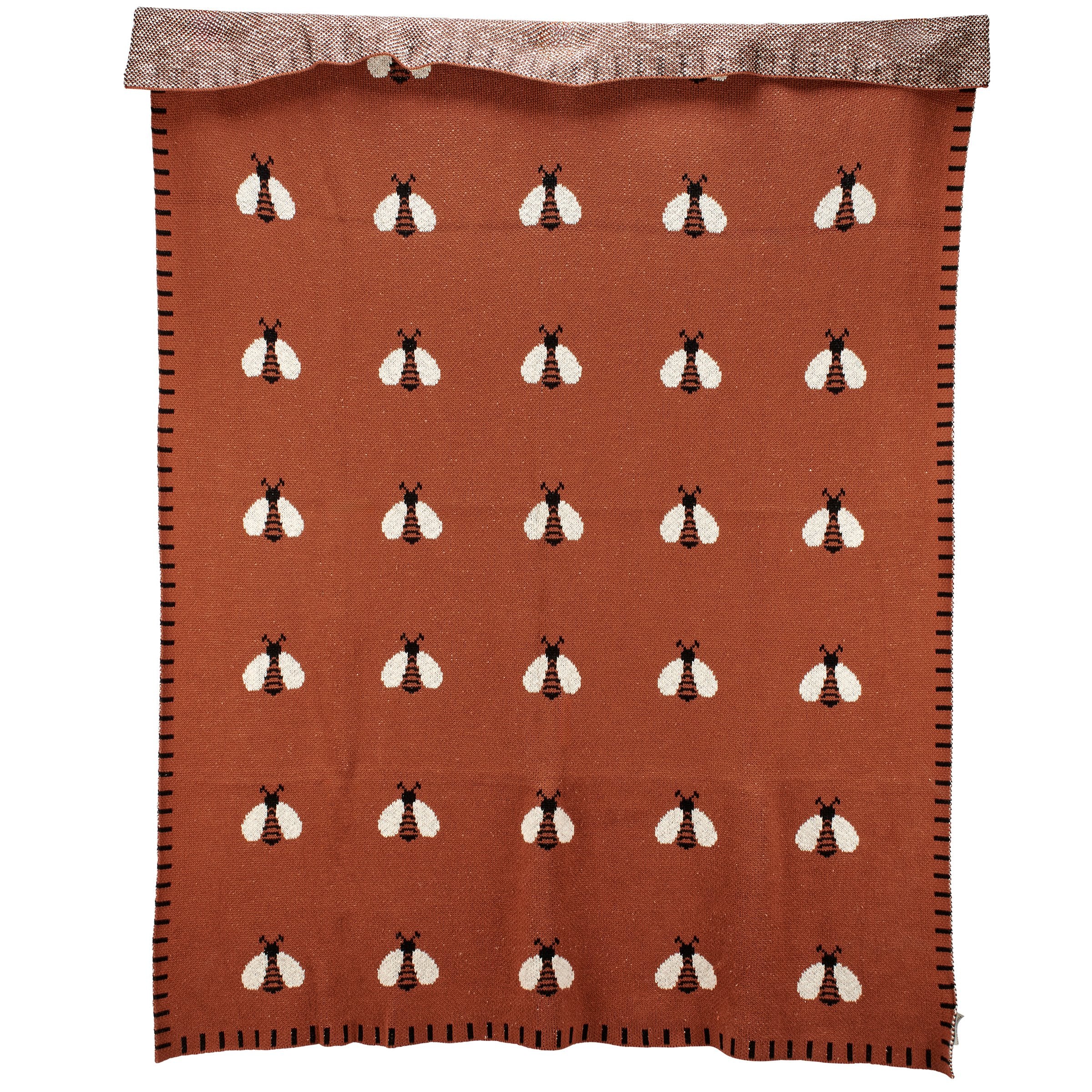 Cozy Woven Bee Throw Blanket - Soft Cotton, 50x60 Inches, Machine Washable
