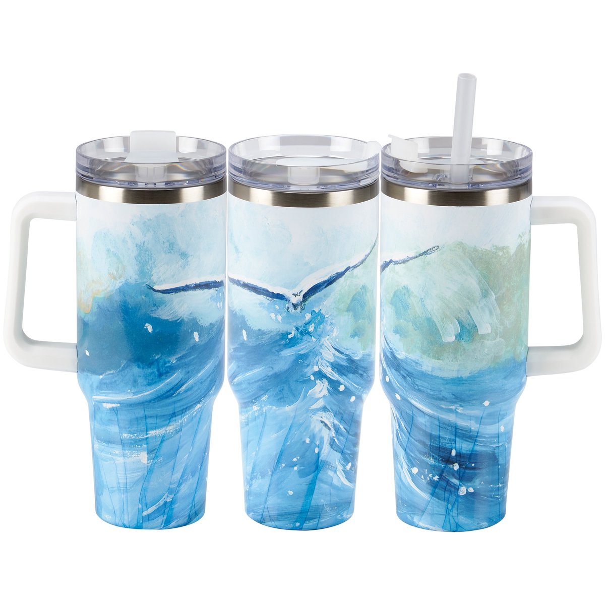 Coastal Ocean Wave Insulated Stainless Steel Travel Mug 40 oz Capacity