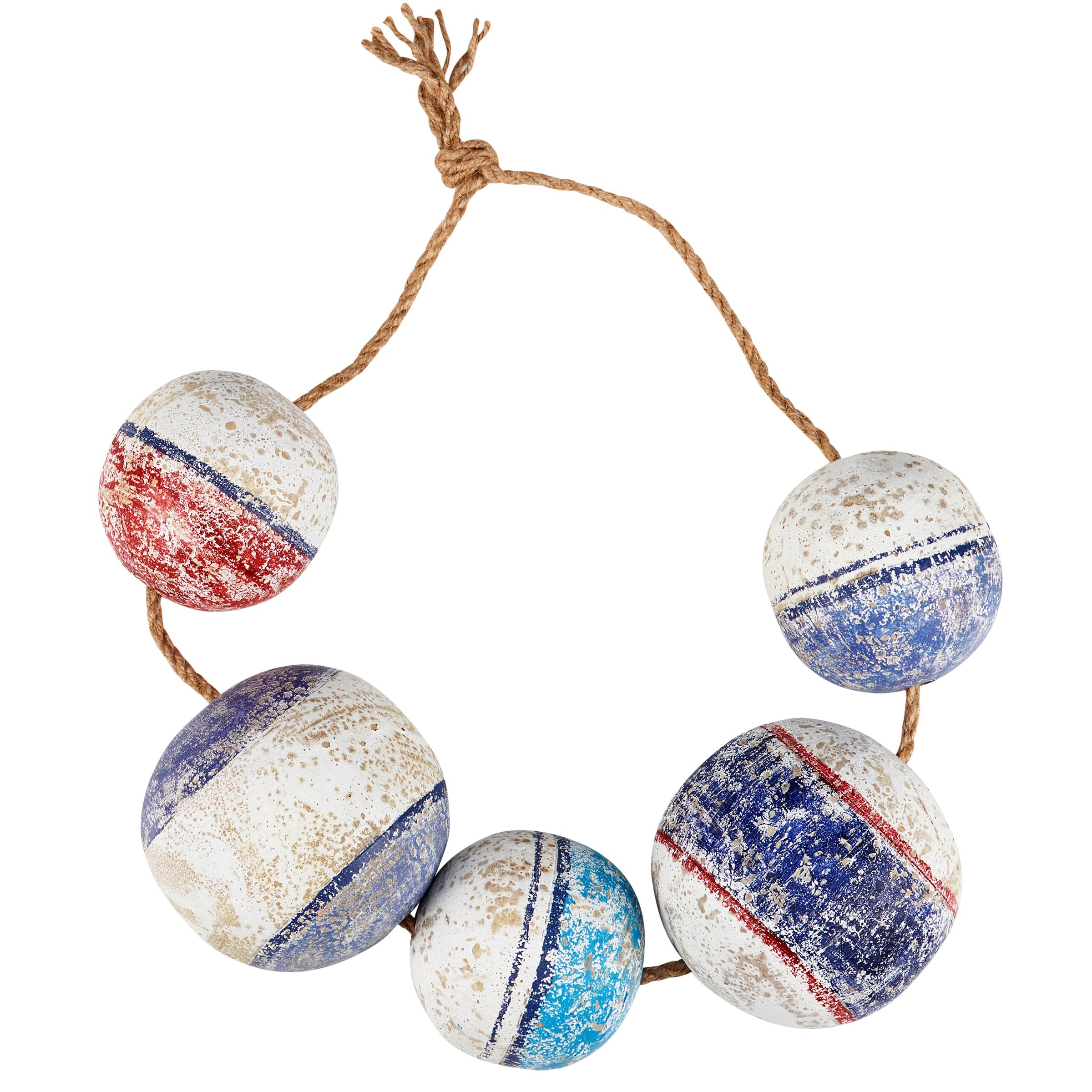 Coastal Wooden Nautical Fishing Floats Hanging Decor for Beach Home