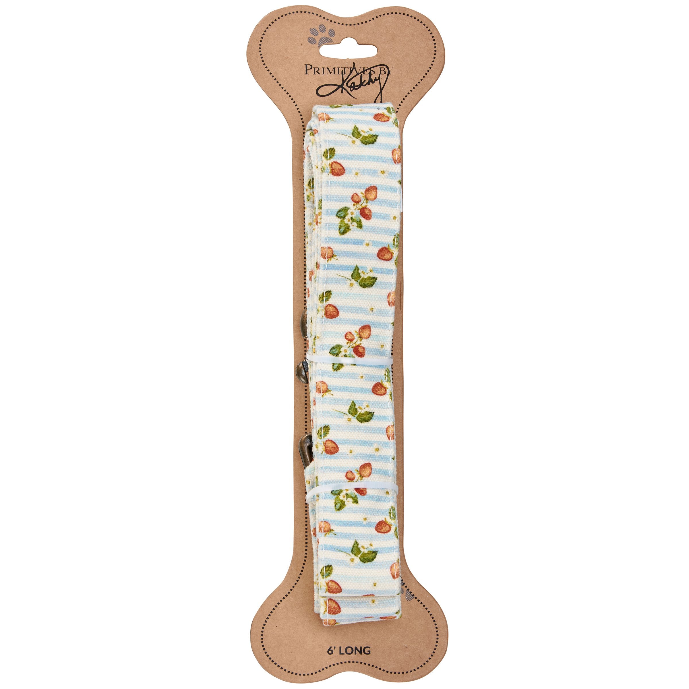 Hand-Painted Strawberry Stripe Canvas Dog Leash - Durable 6ft Pet Accessory