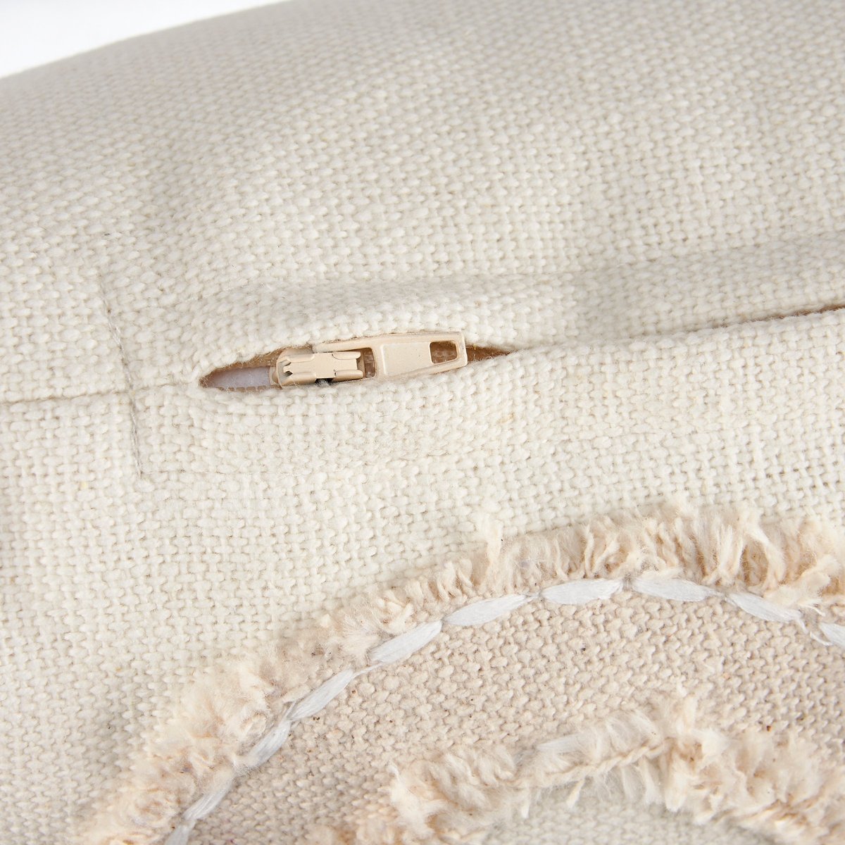 Charming XOXO Cream Cotton Pillow with Embroidered Accents, Machine-Washable Cover