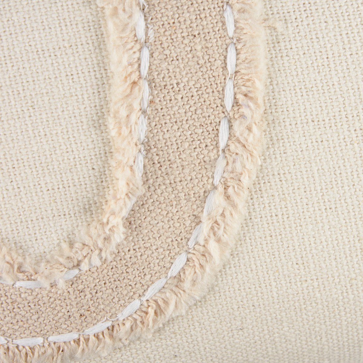 Charming XOXO Cream Cotton Pillow with Embroidered Accents, Machine-Washable Cover