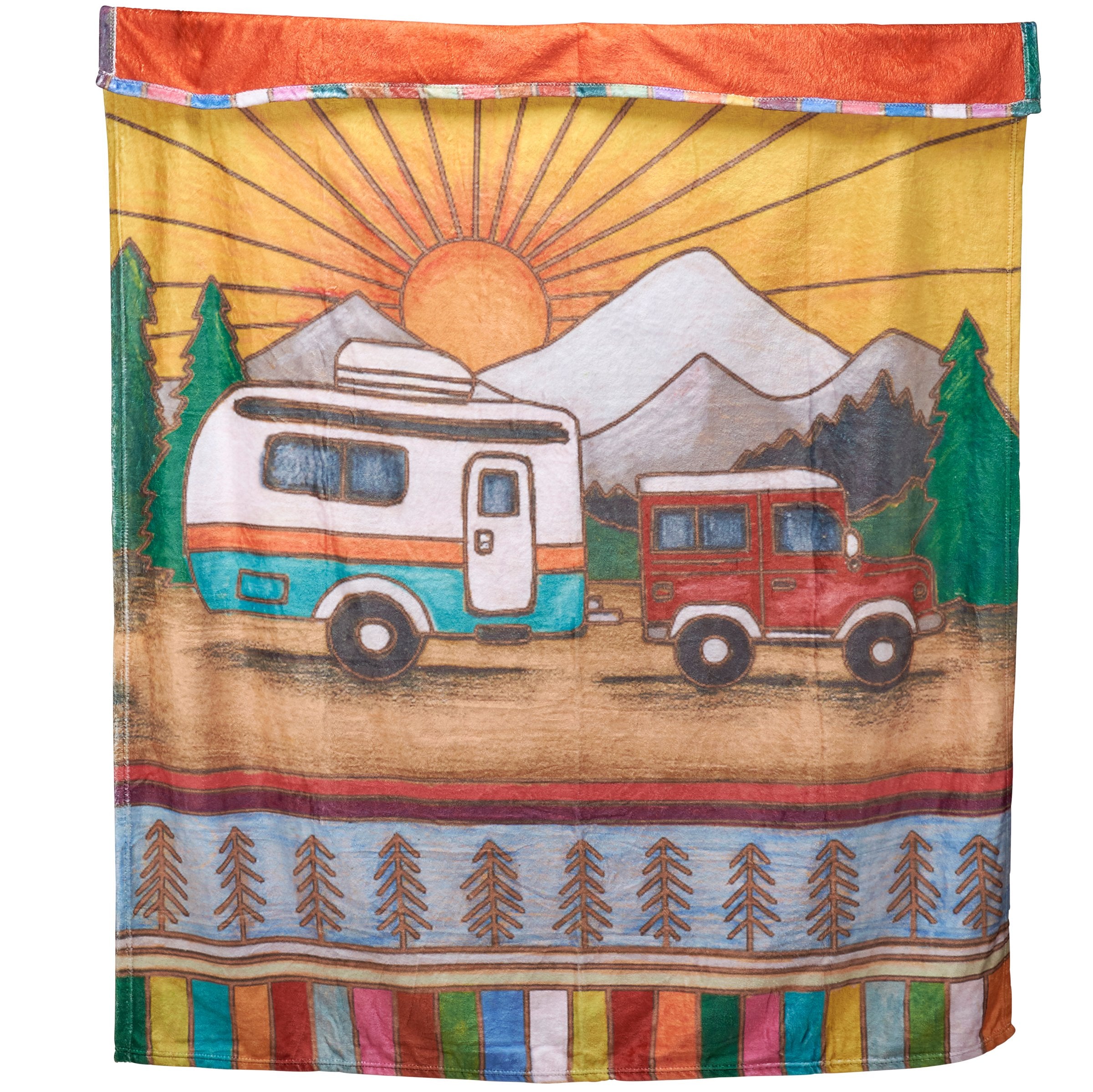 Cozy Plush Camper Throw Blanket for Adventurous Wilderness Home Decor