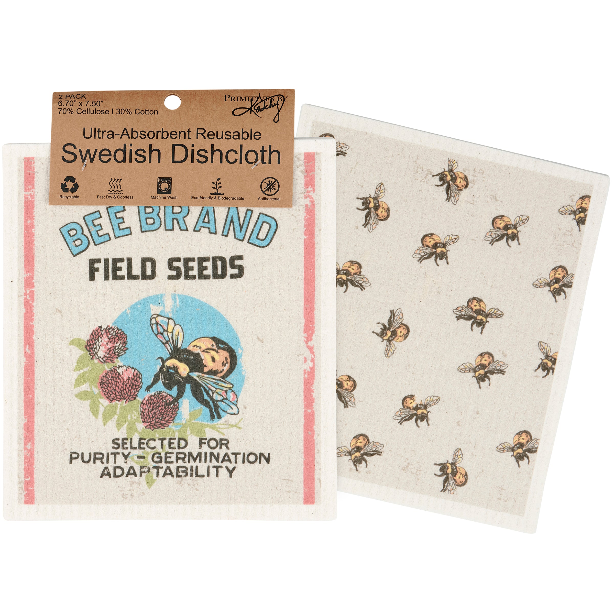 Eco-Friendly Swedish Dishcloth Set - Absorbent Reusable Bee Brand Kitchen Towels