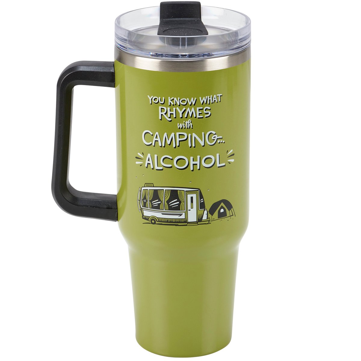 Funny Camping Alcohol 40oz Insulated Stainless Steel Travel Mug with Straw