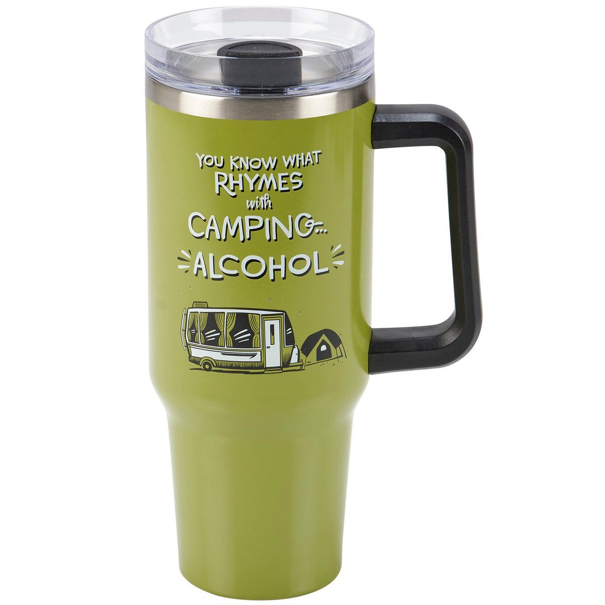 Funny Camping Alcohol 40oz Insulated Stainless Steel Travel Mug with Straw