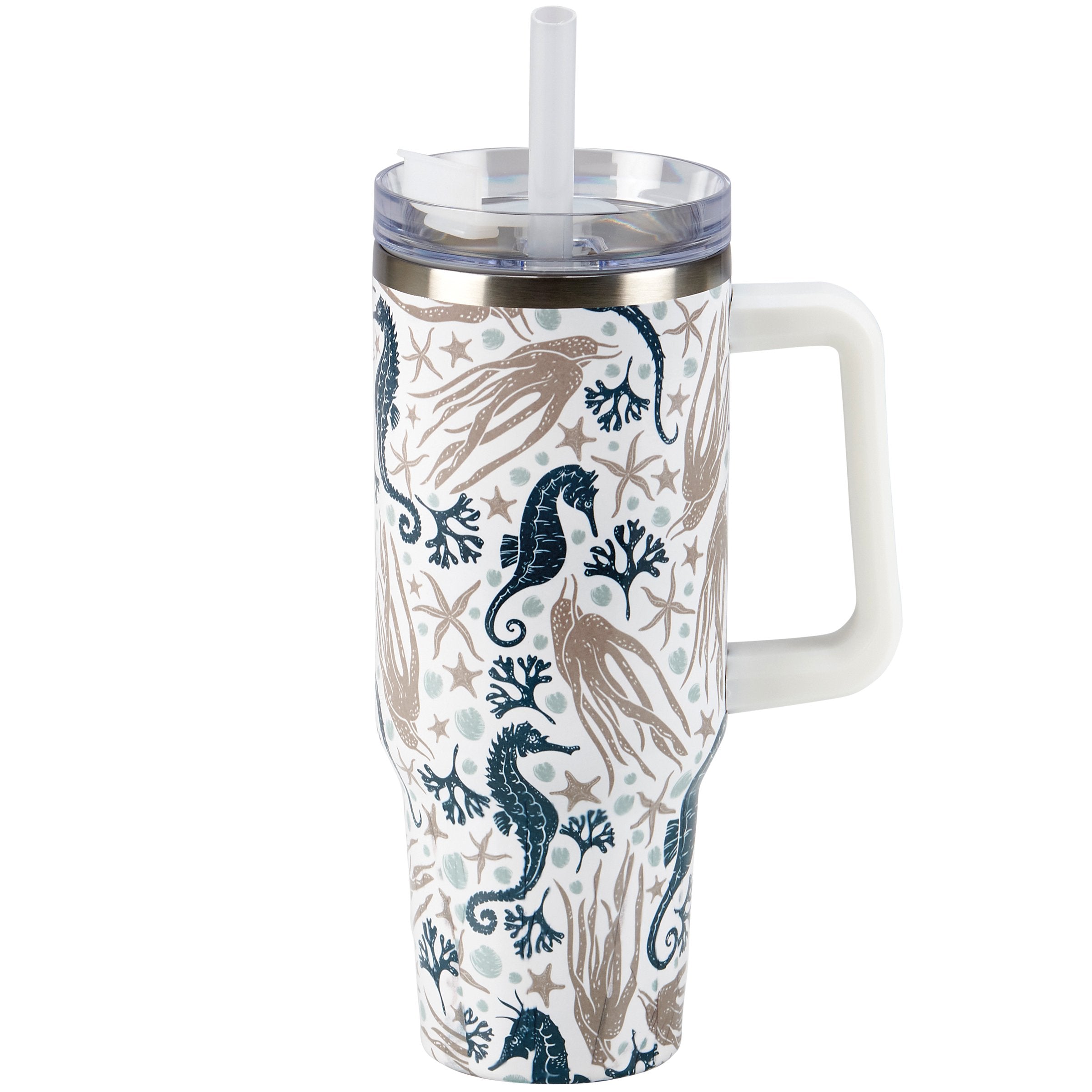 40 oz Insulated Stainless Steel Sea Creatures Travel Mug with Straw