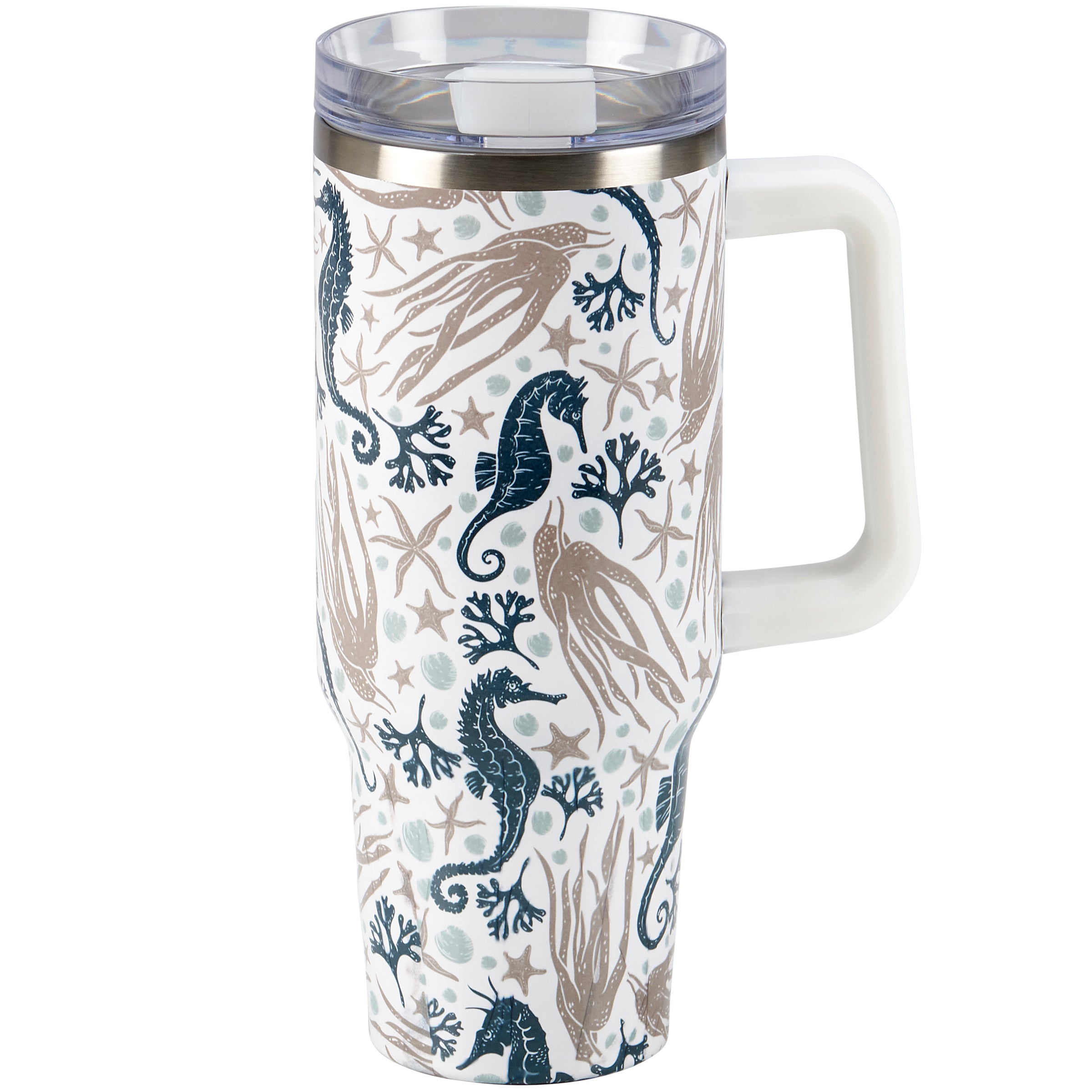 40 oz Insulated Stainless Steel Sea Creatures Travel Mug with Straw